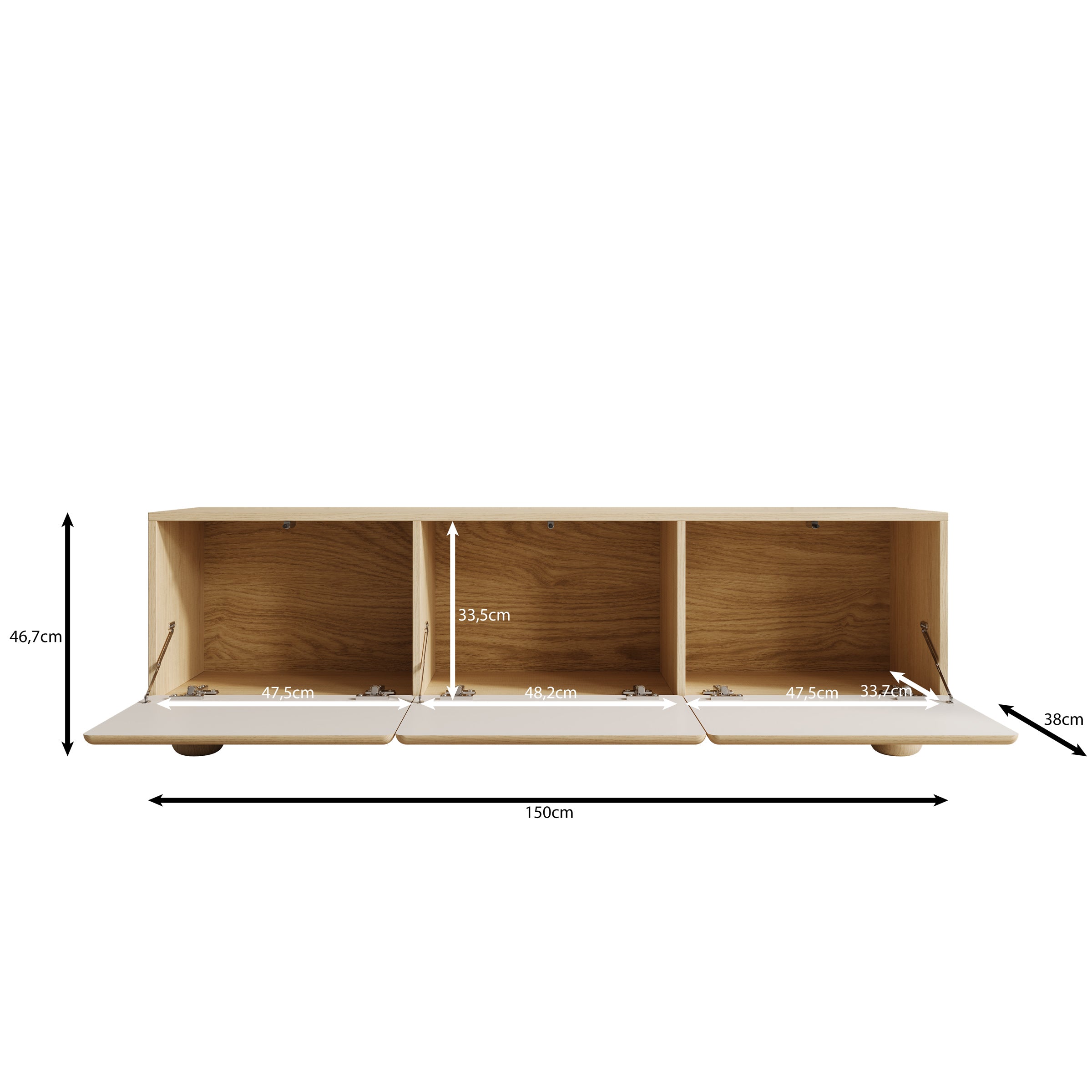 Luvano - TV-Meubel - Licht eikenpatroon - 150x38x47 cm