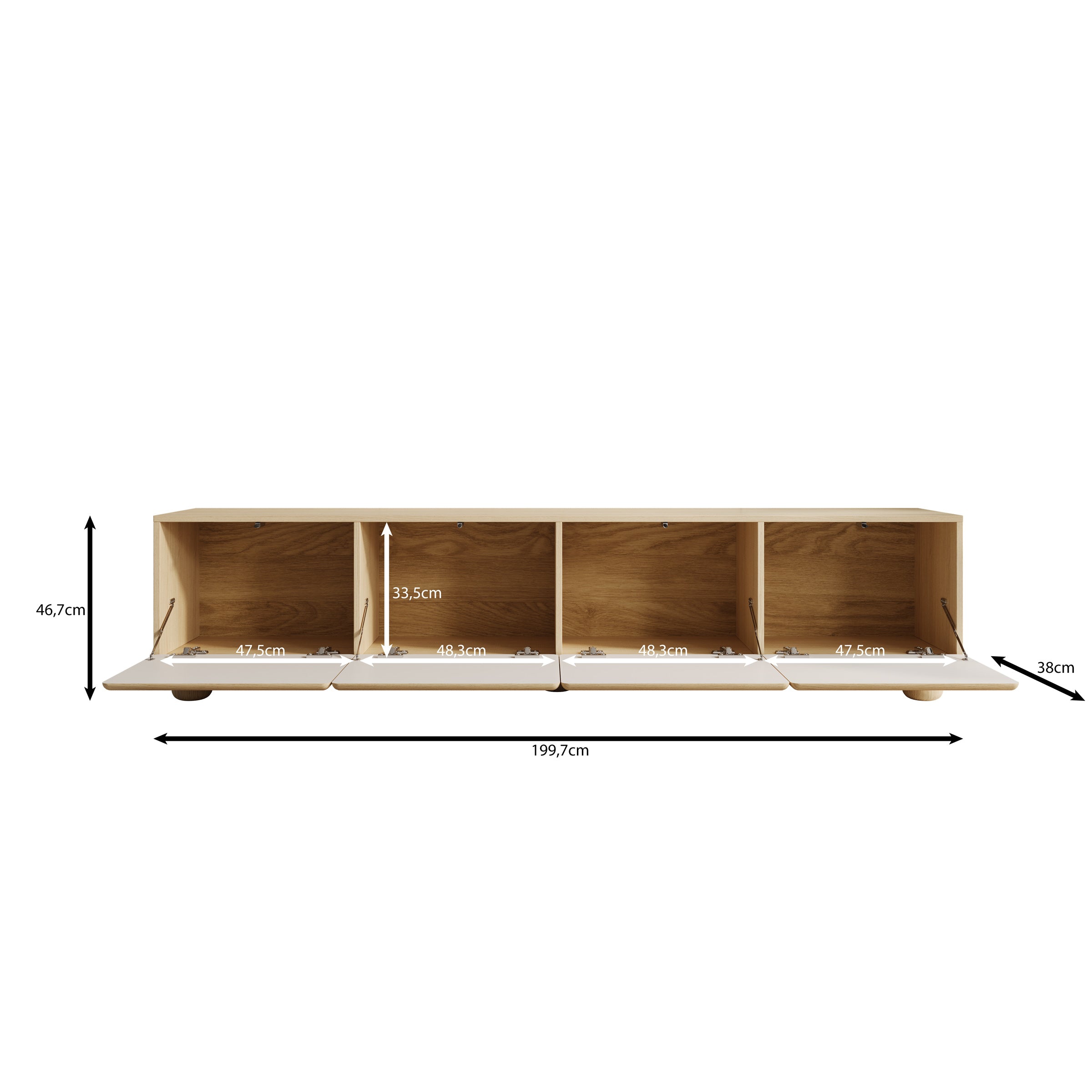 Luvano - TV-Meubel - Licht eikenpatroon - 200x38x47 cm