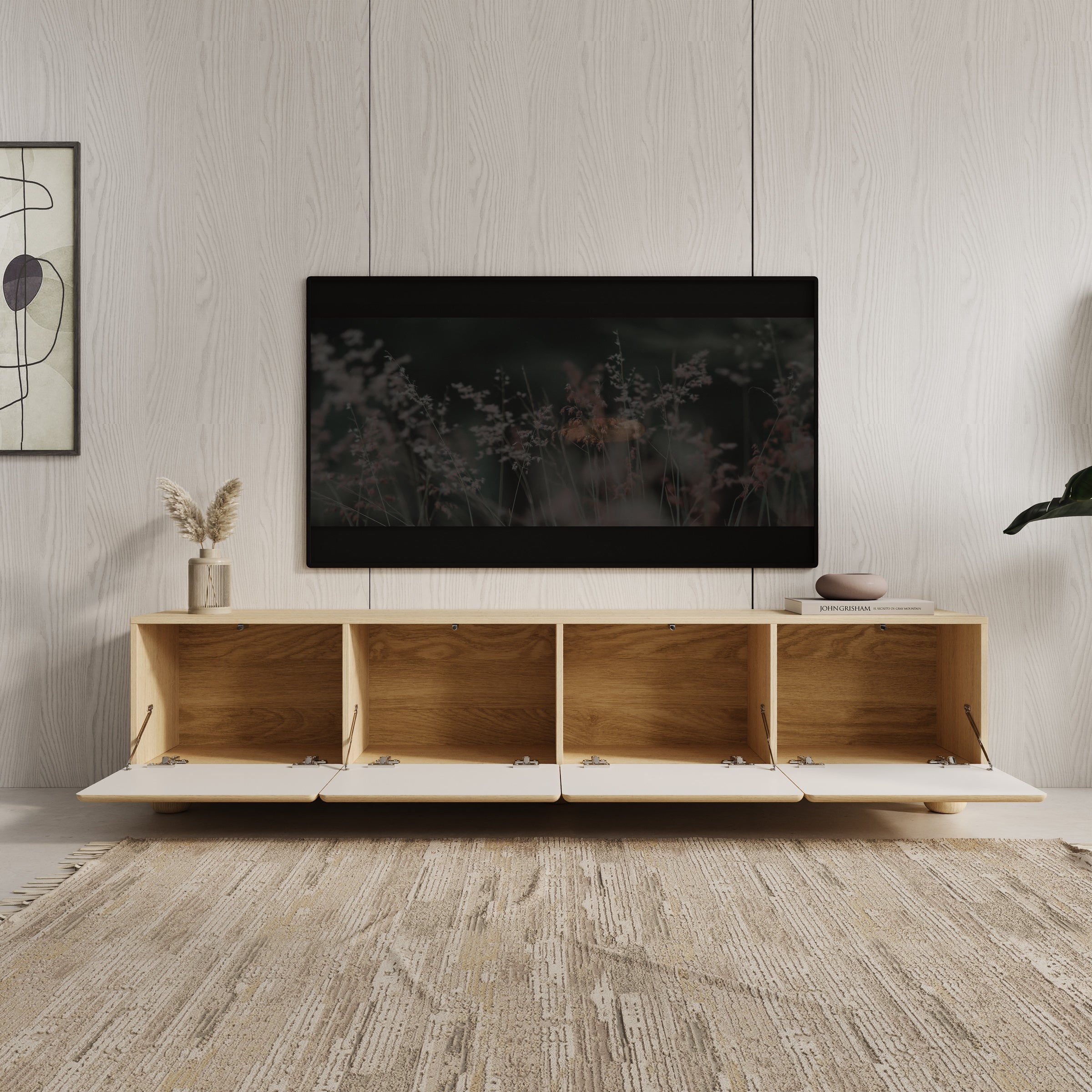 Luvano - TV-Meubel - Licht eikenpatroon - 200x38x47 cm