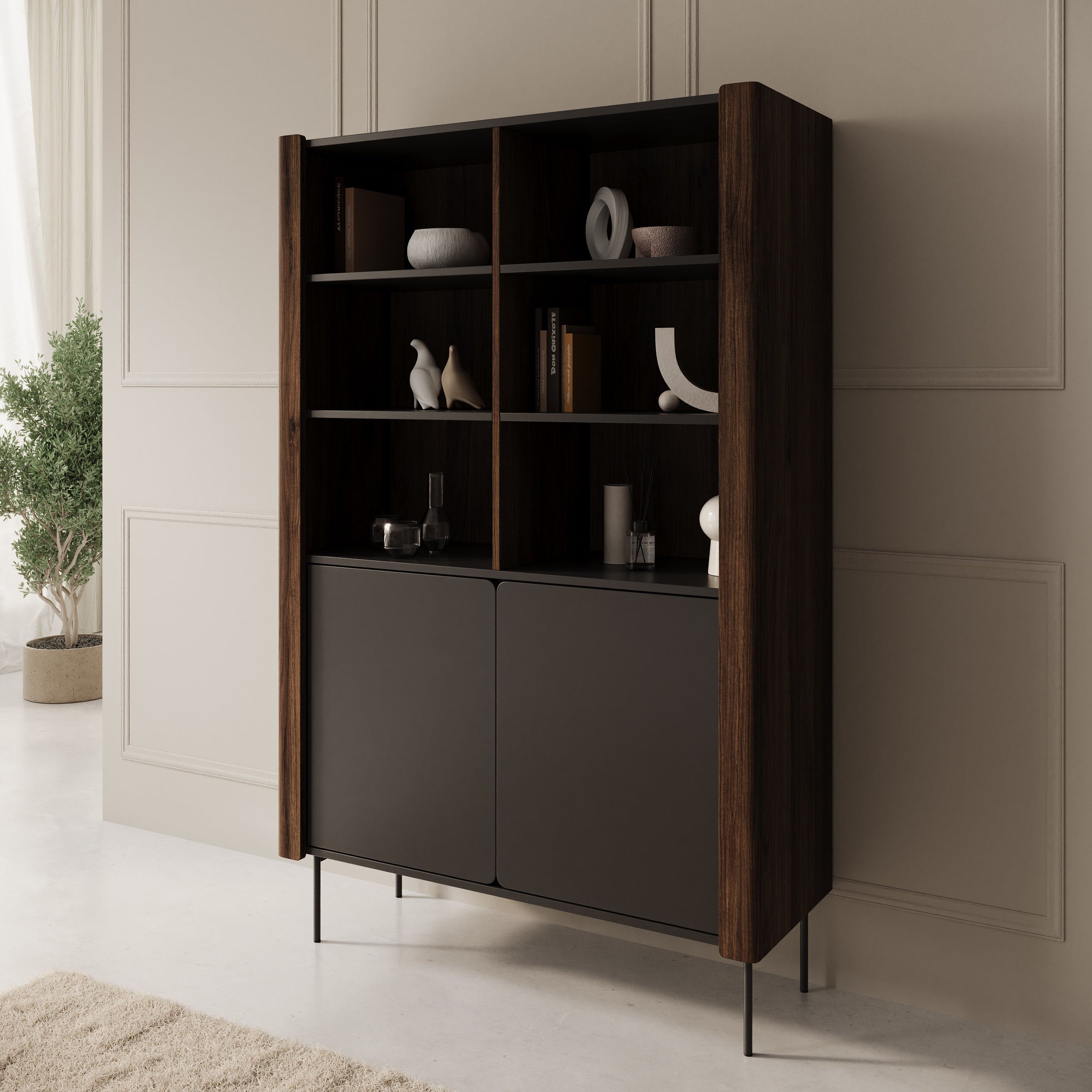 Lux - Boekenkast - Zwart - 105x40x167 cm