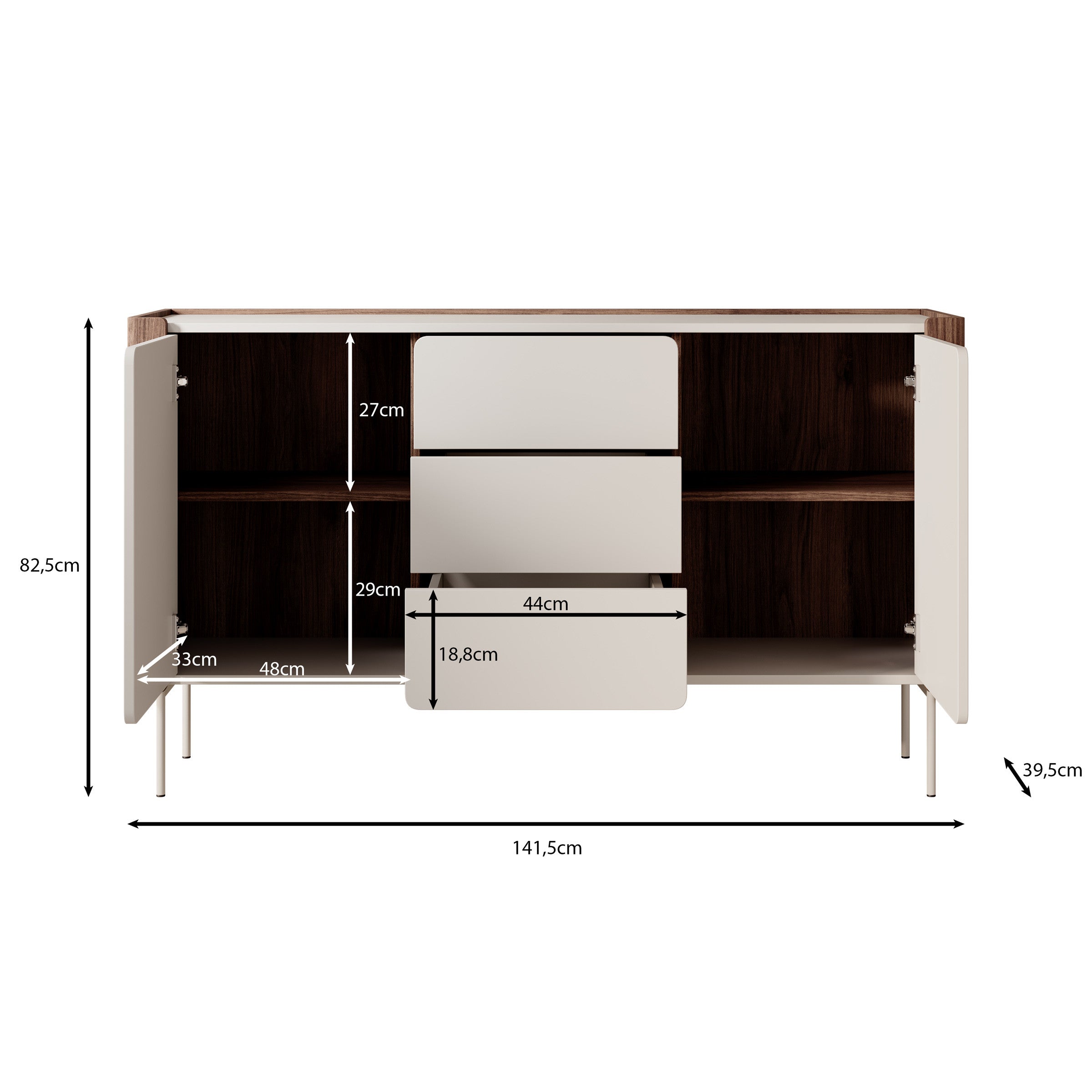 Lux - Dressoir - Zwart - 142x40x83 cm