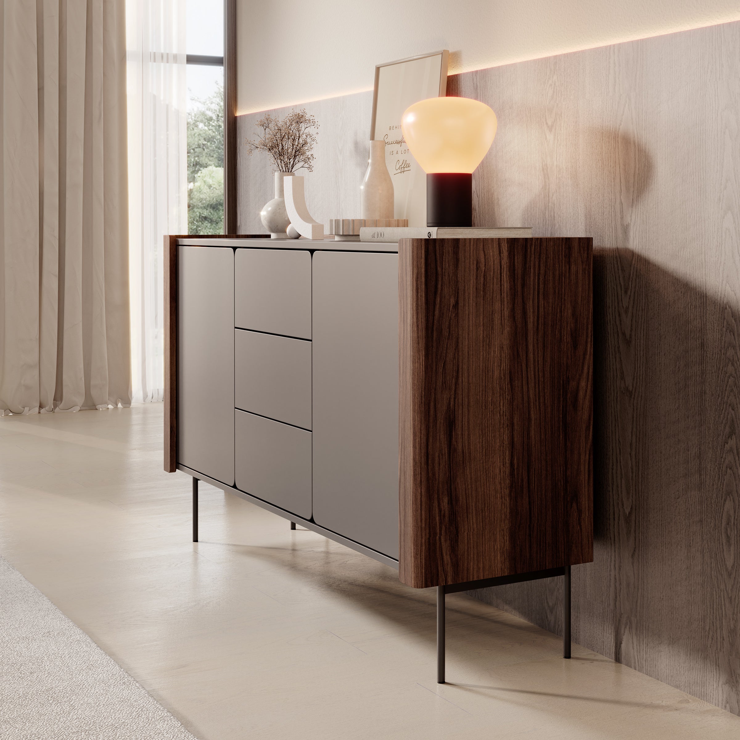 Lux - Dressoir - Zwart - 142x40x83 cm