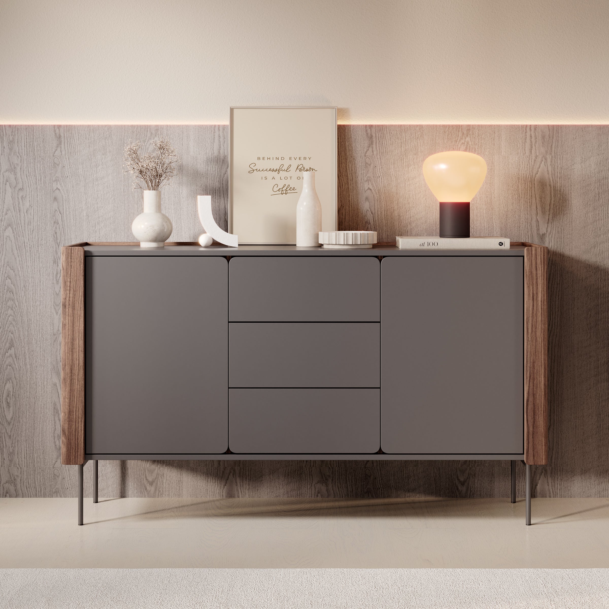 Lux - Dressoir - Zwart - 142x40x83 cm