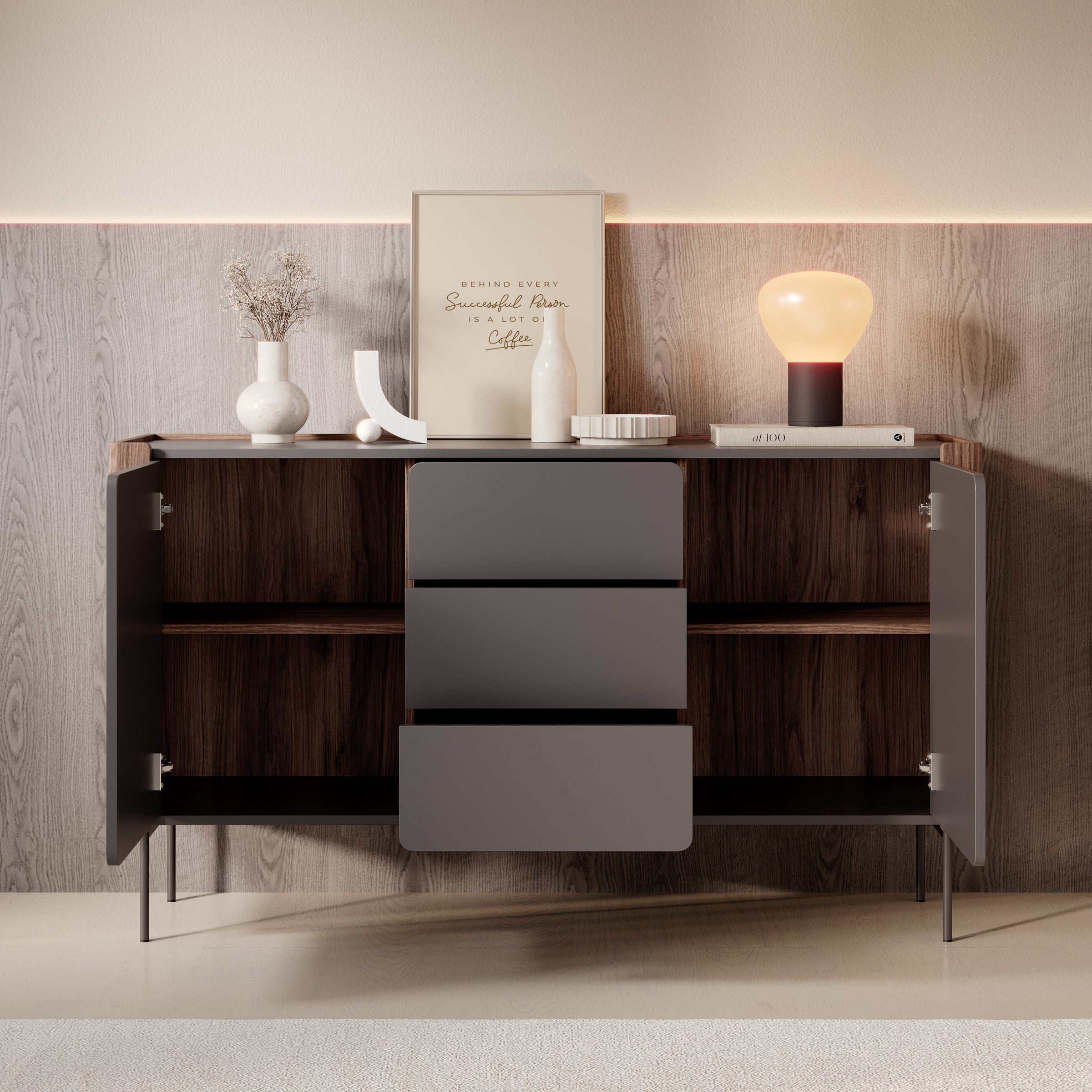 Lux - Dressoir - Zwart - 142x40x83 cm