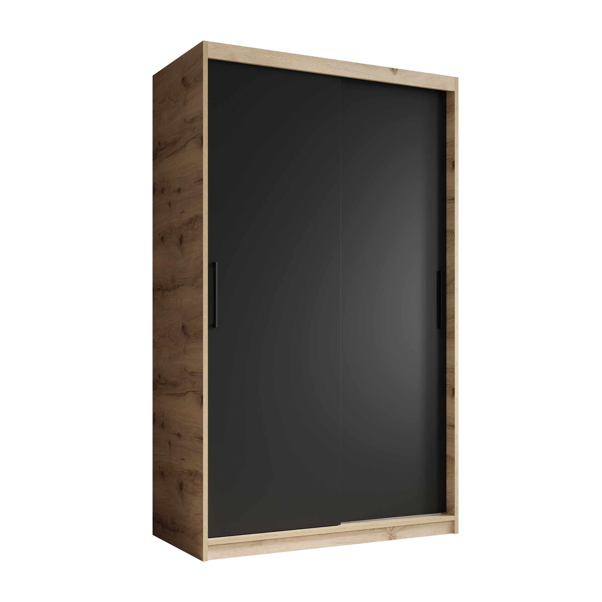 Luxor - Kledingkast met schuifdeuren - Zwart/eiken - 120x62x200 cm