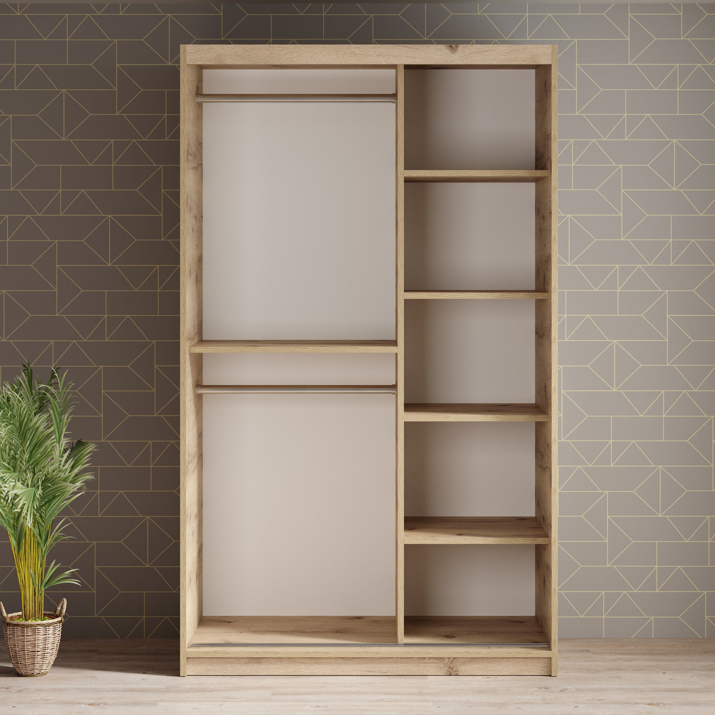 Luxor - Kledingkast met schuifdeuren - Zwart/eiken - 120x62x200 cm