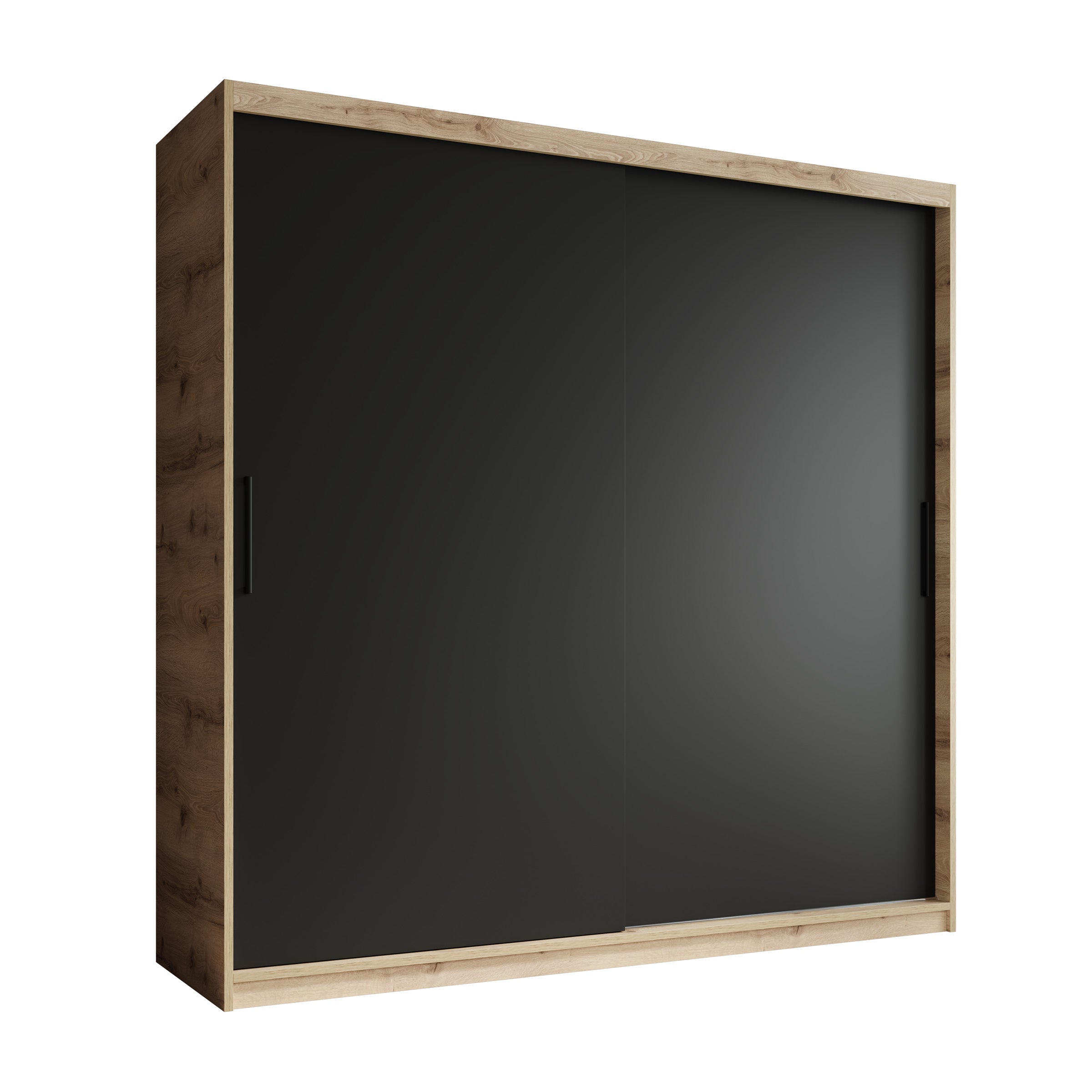 Luxor - Kledingkast met schuifdeuren - Zwart/eiken - 200x62x200 cm