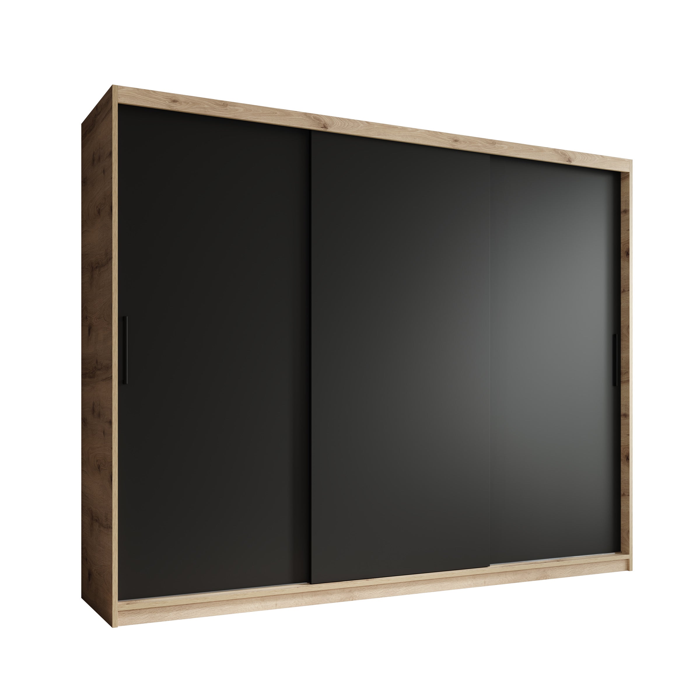 Luxor - Kledingkast met schuifdeuren - Zwart/eiken - 250x62x200 cm