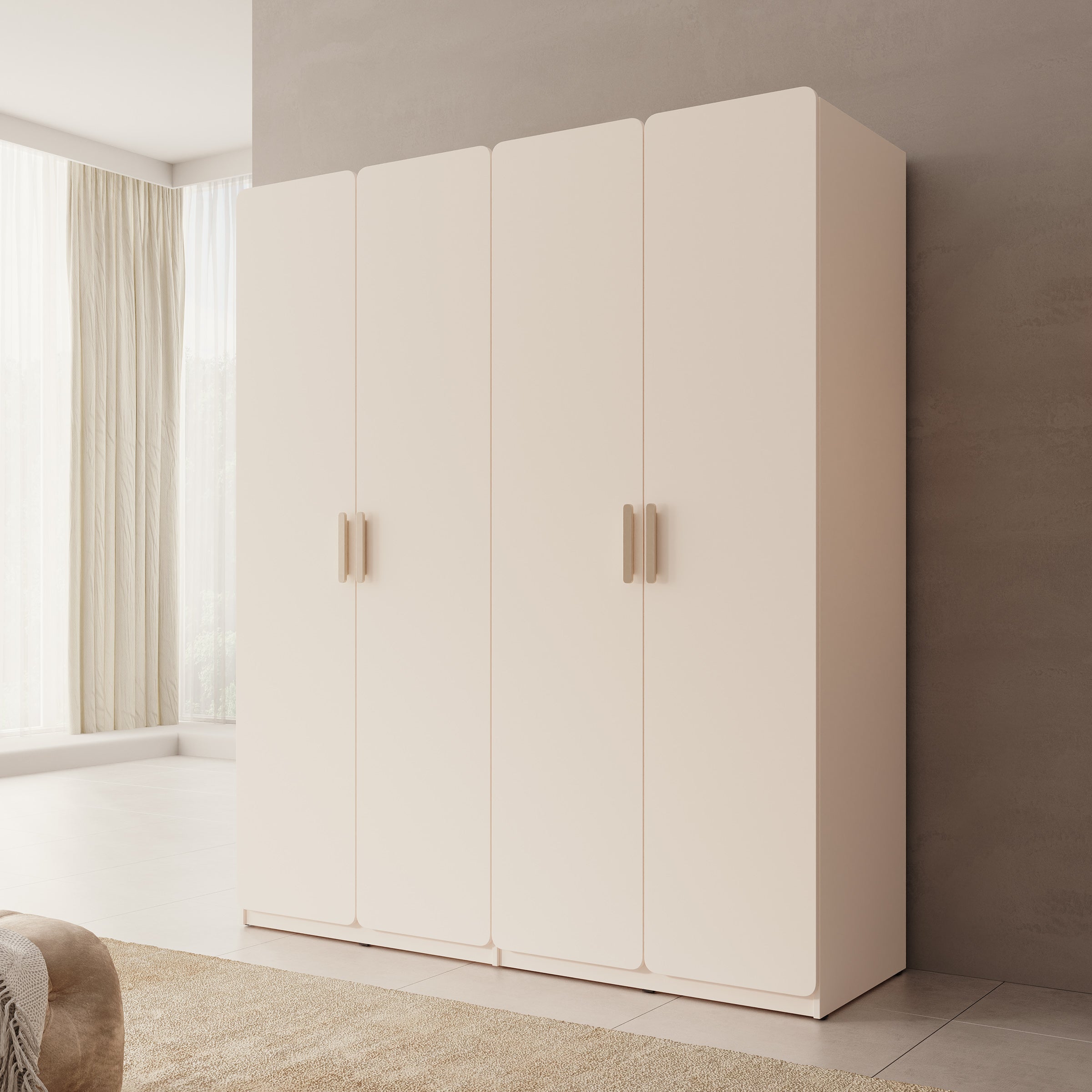 Luzon - Kledingkast 4 deurs - Beige - 179x58x210 cm