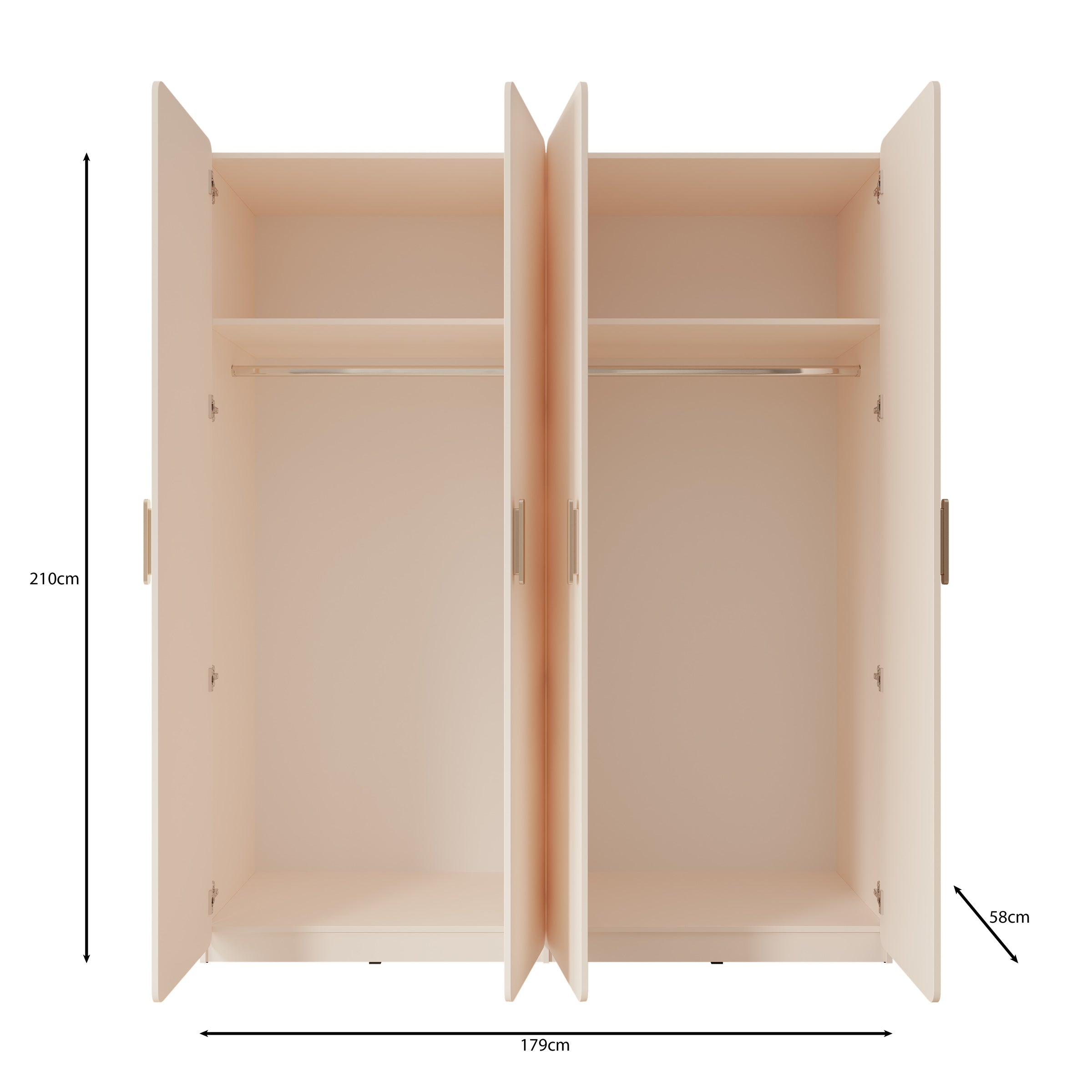 Luzon - Kledingkast 4 deurs - Beige - 179x58x210 cm