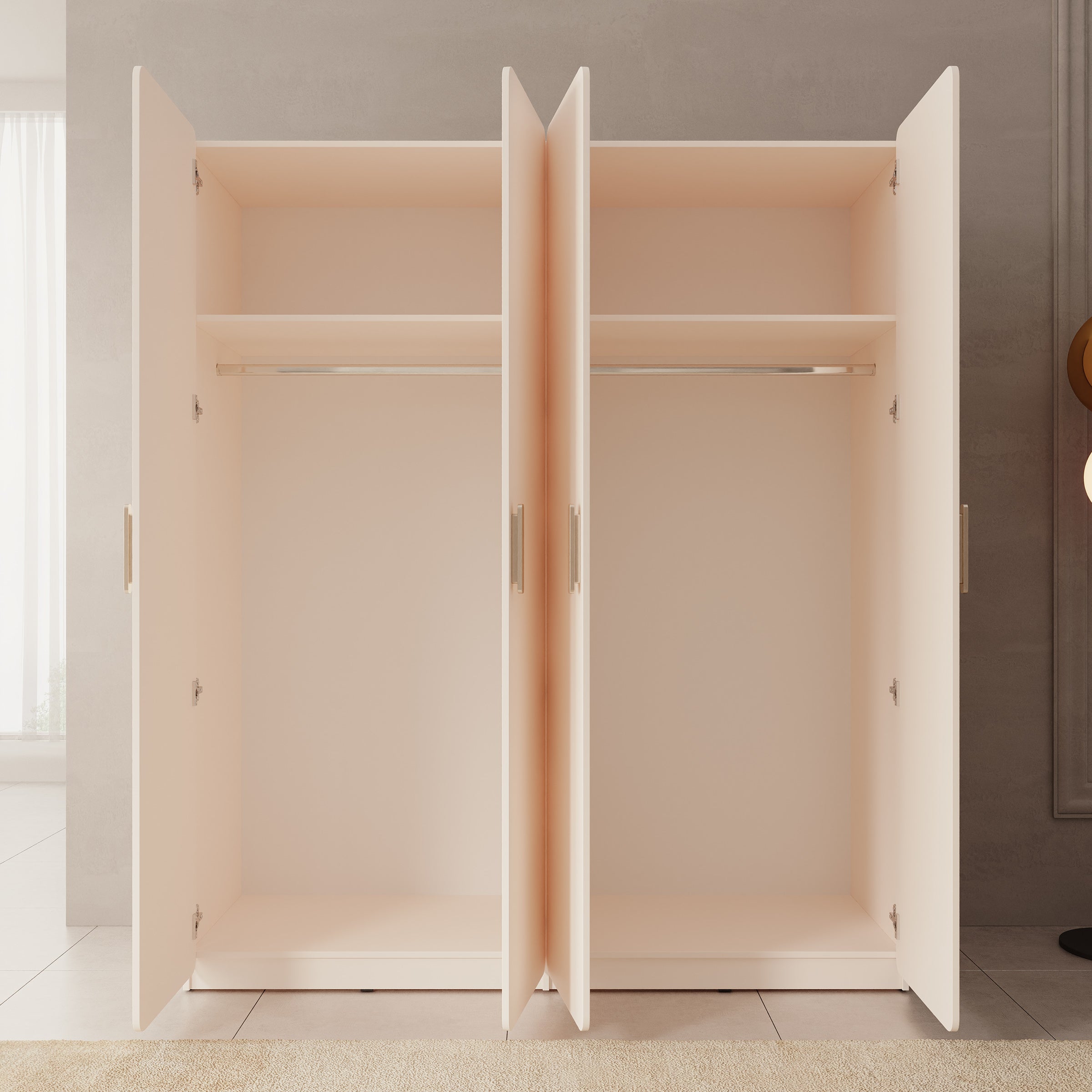 Luzon - Kledingkast 4 deurs - Beige - 179x58x210 cm