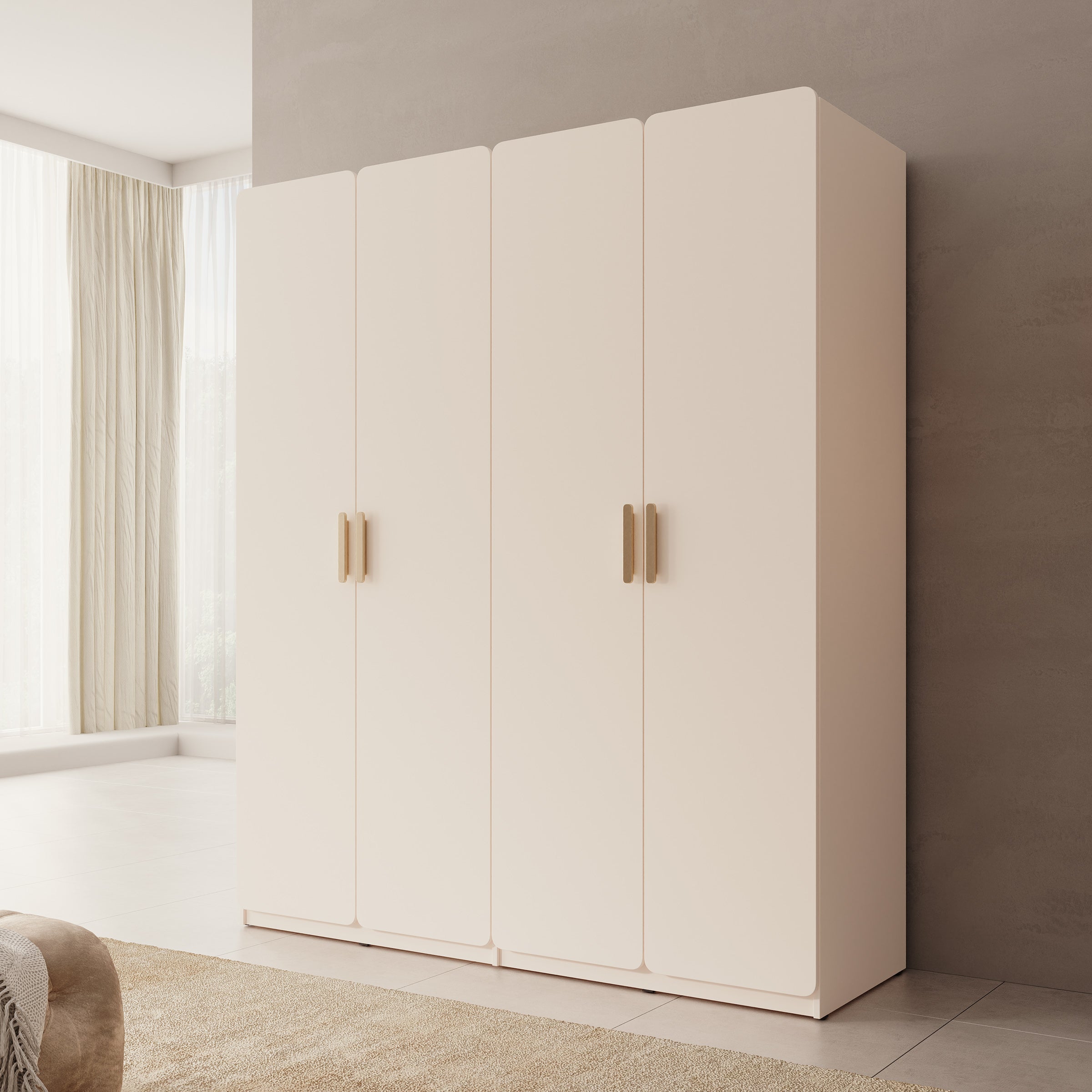 Luzon - Kledingkast 4 deurs - Beige - 179x58x210 cm