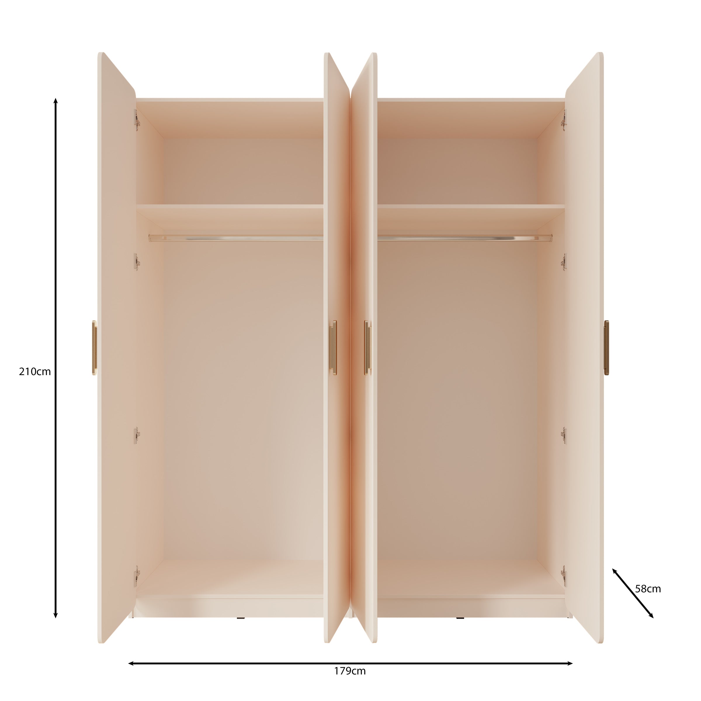 Luzon - Kledingkast 4 deurs - Beige - 179x58x210 cm