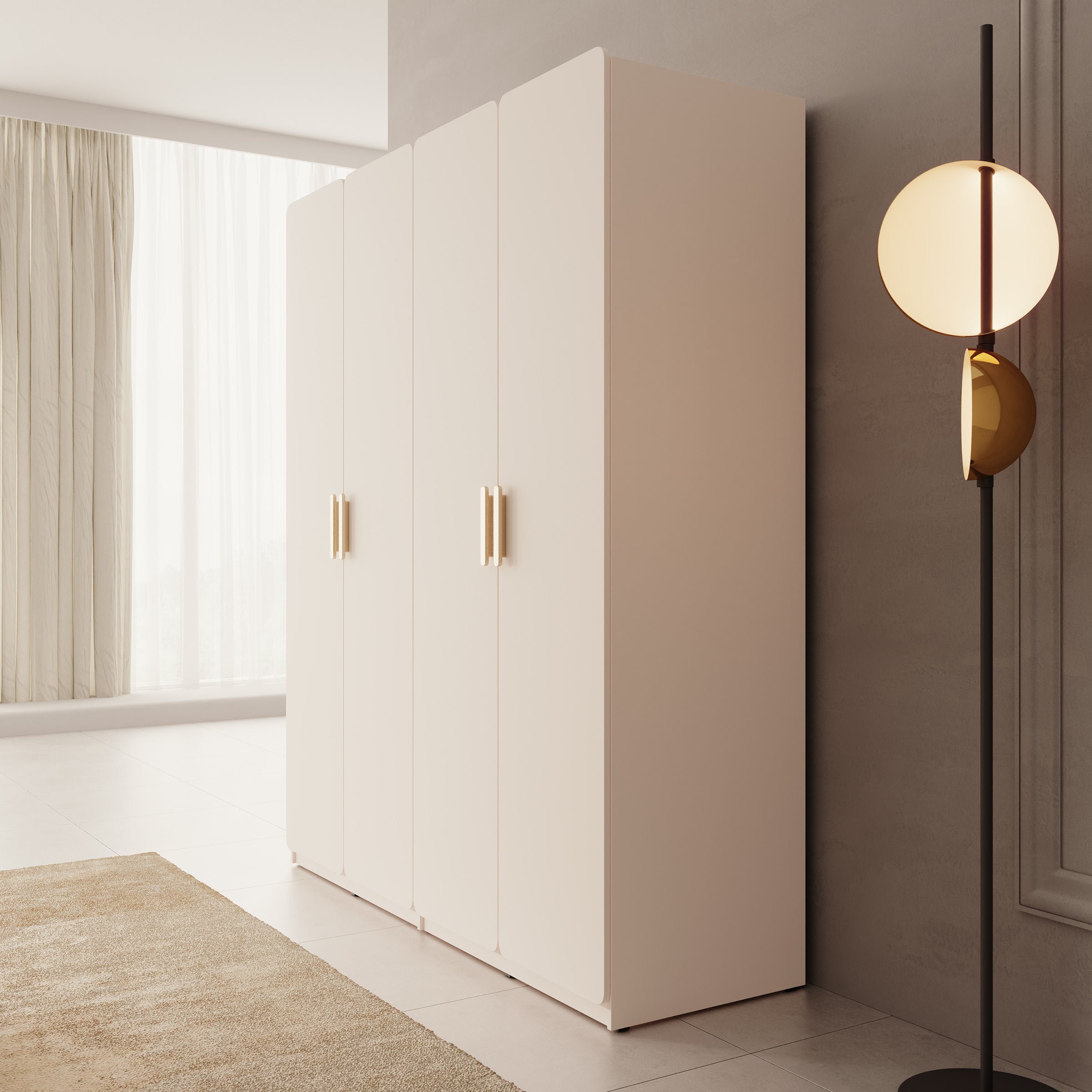 Luzon - Kledingkast 4 deurs - Beige - 179x58x210 cm