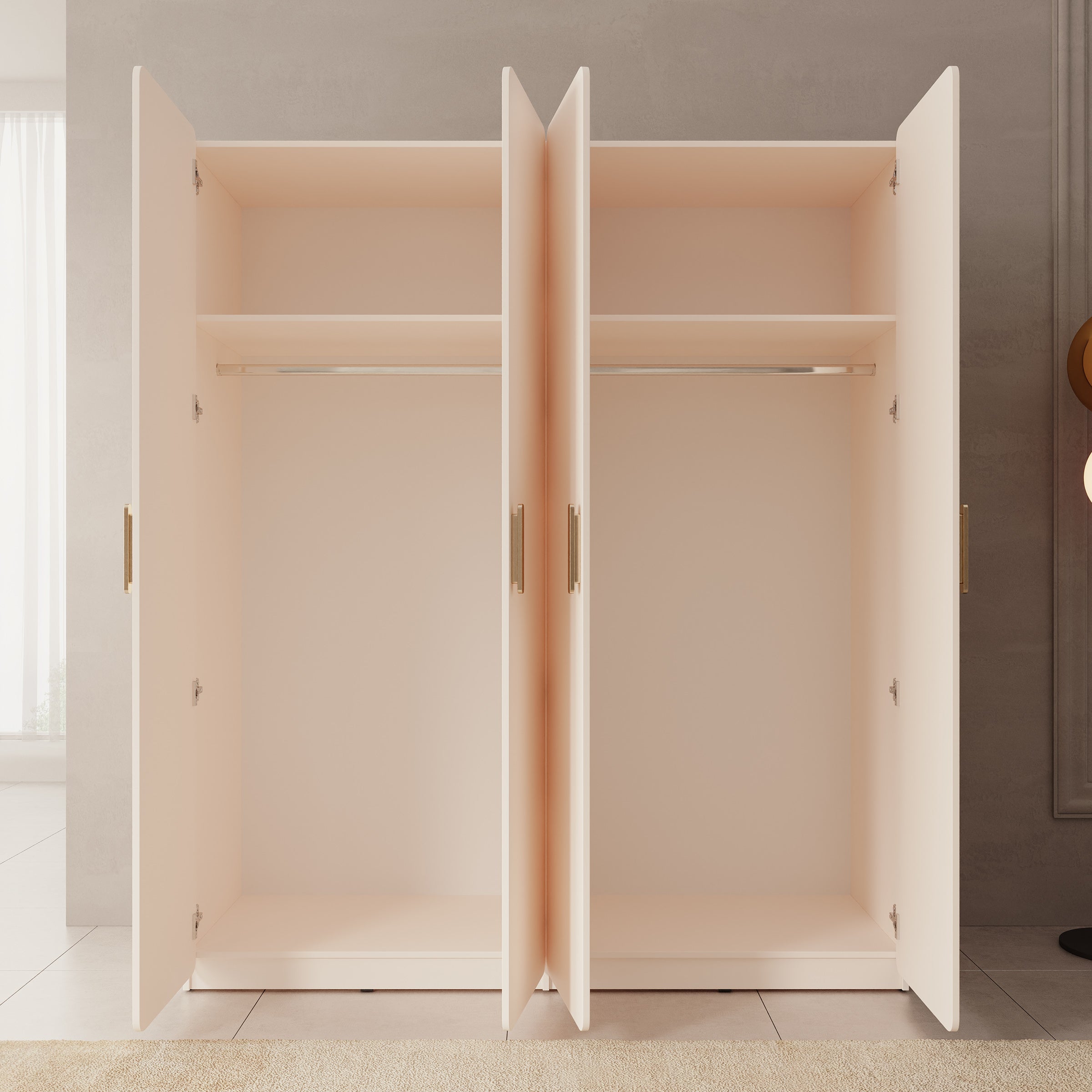 Luzon - Kledingkast 4 deurs - Beige - 179x58x210 cm