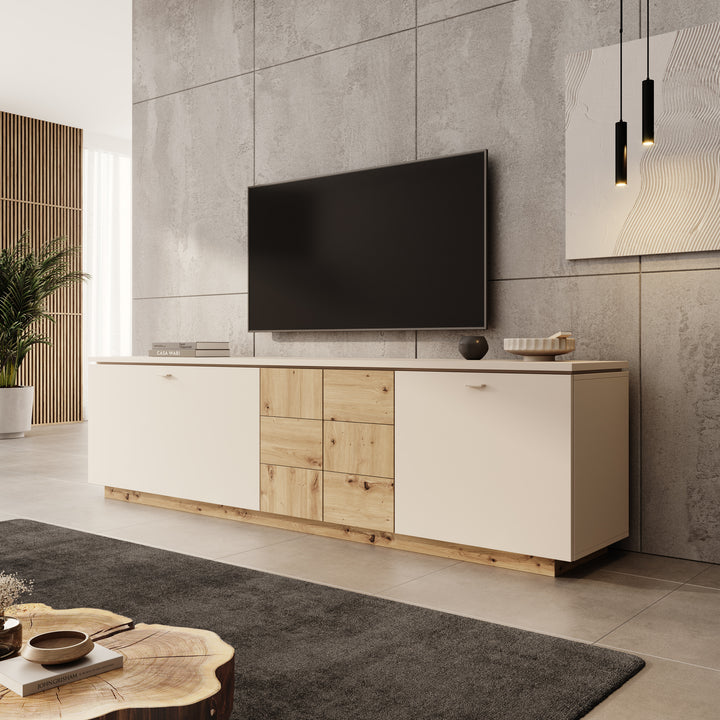 Lynora - TV-Meubel - Beige - 225x42x58 cm