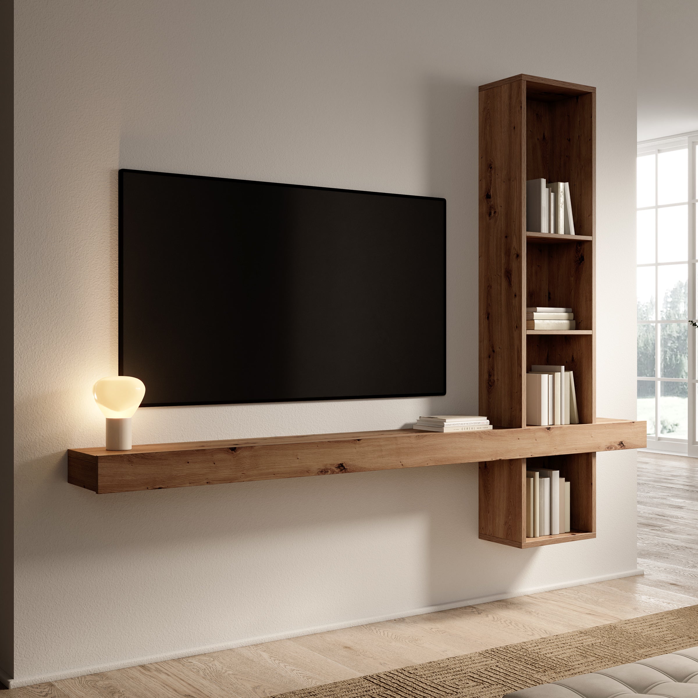 Lynora - Wandkast - Eikenpatroon - 225x25x171 cm