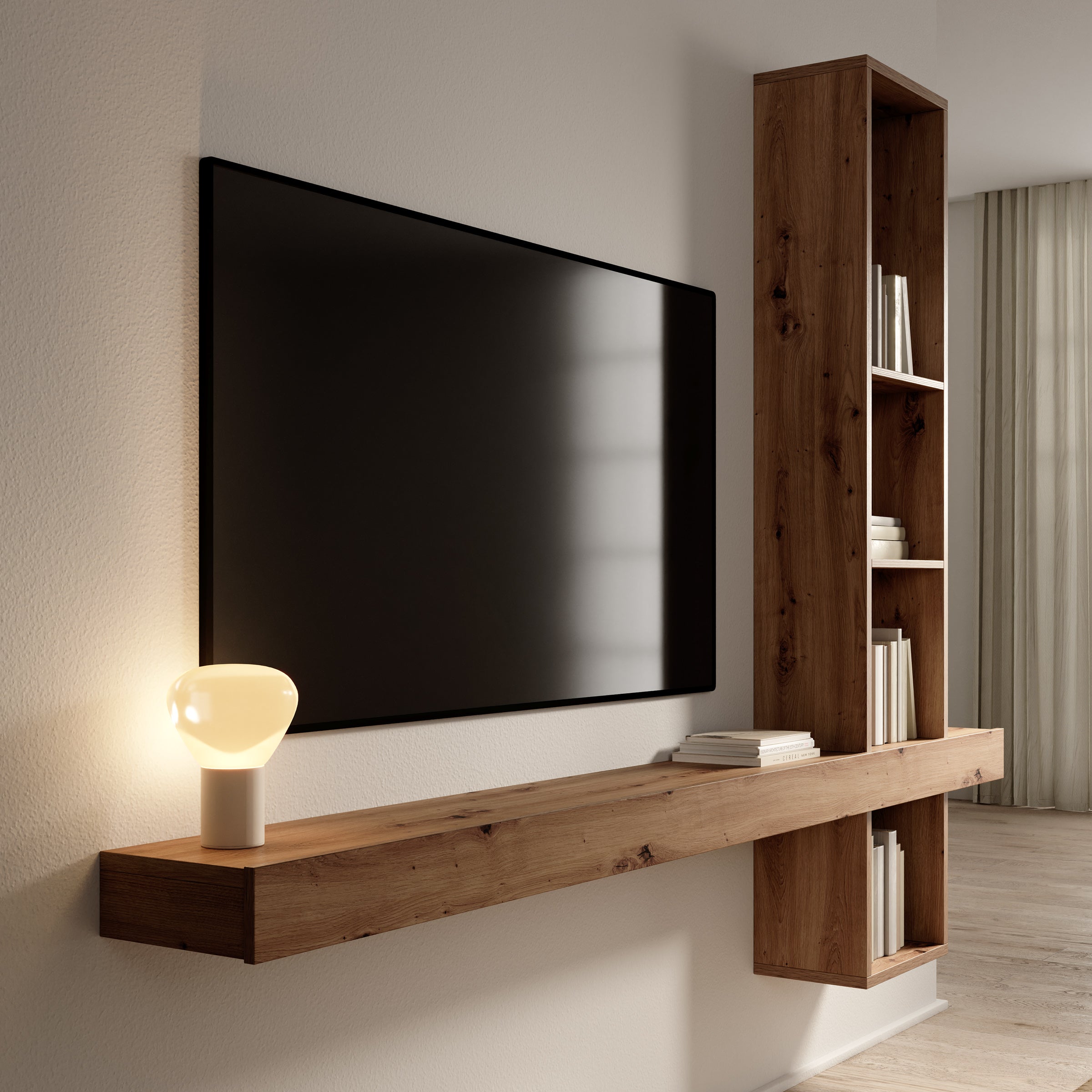 Lynora - Wandkast - Eikenpatroon - 225x25x171 cm