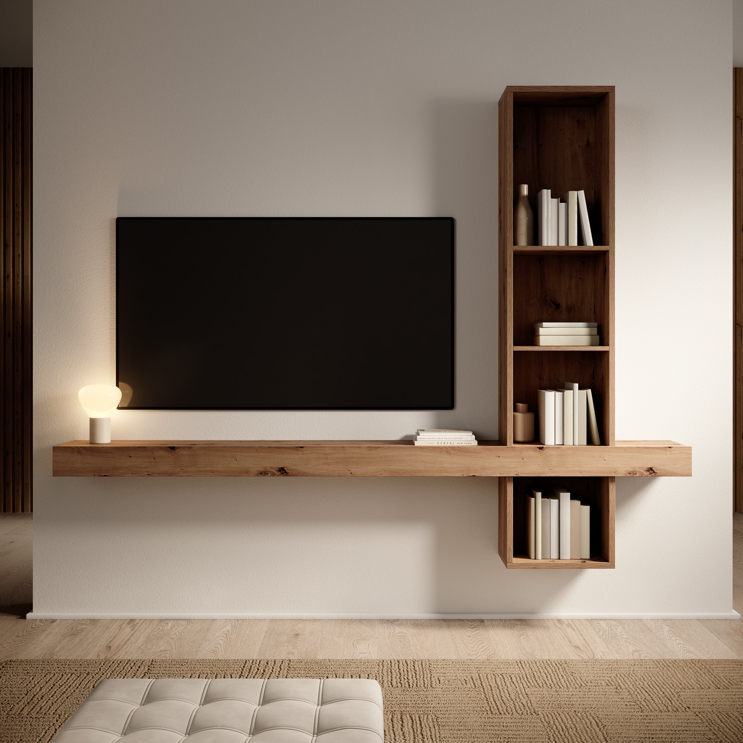 Lynora - Wandkast - Eikenpatroon - 225x25x171 cm