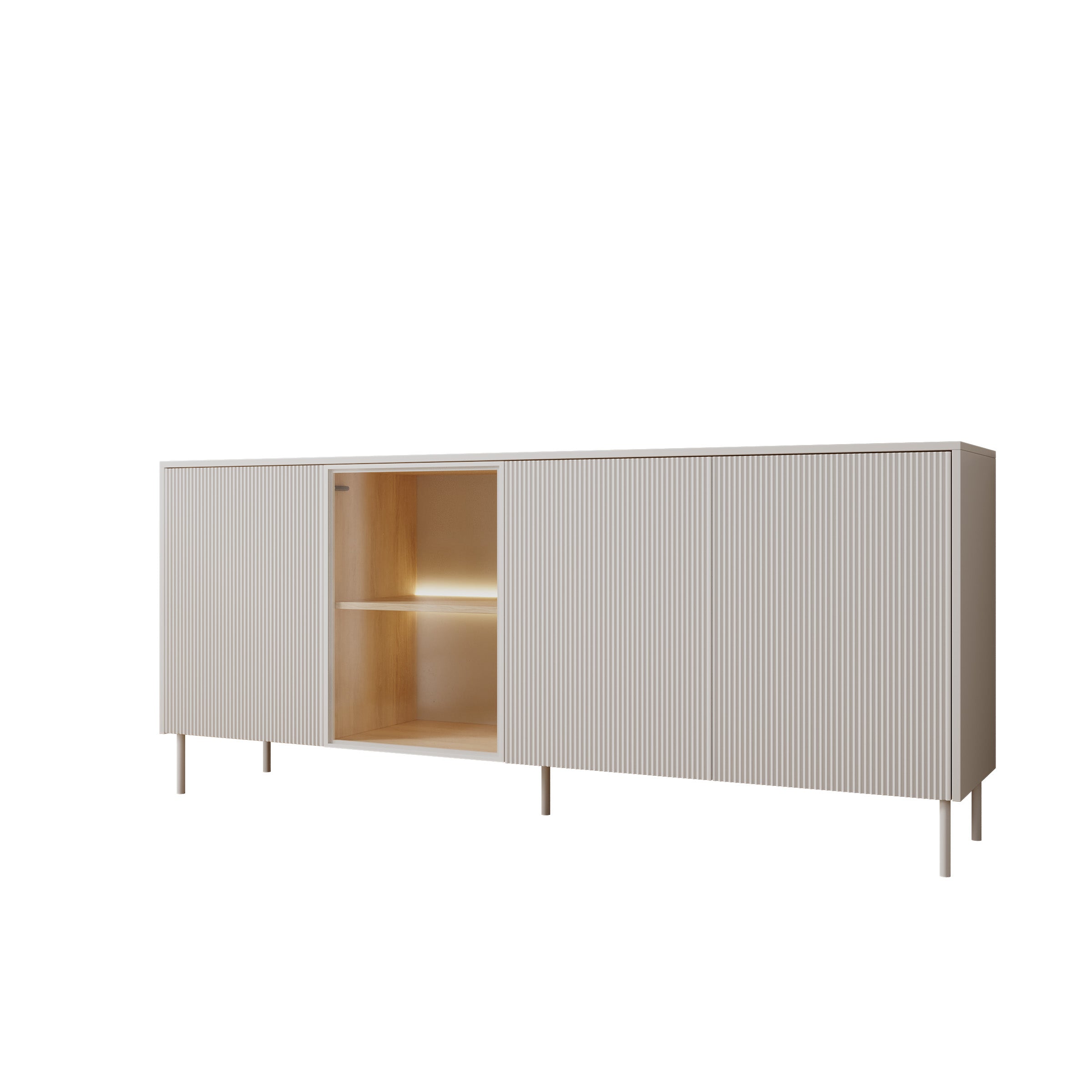 Lynton - Dressoir met LED - Wit/Licht eikenpatroon - 195x41x83 cm