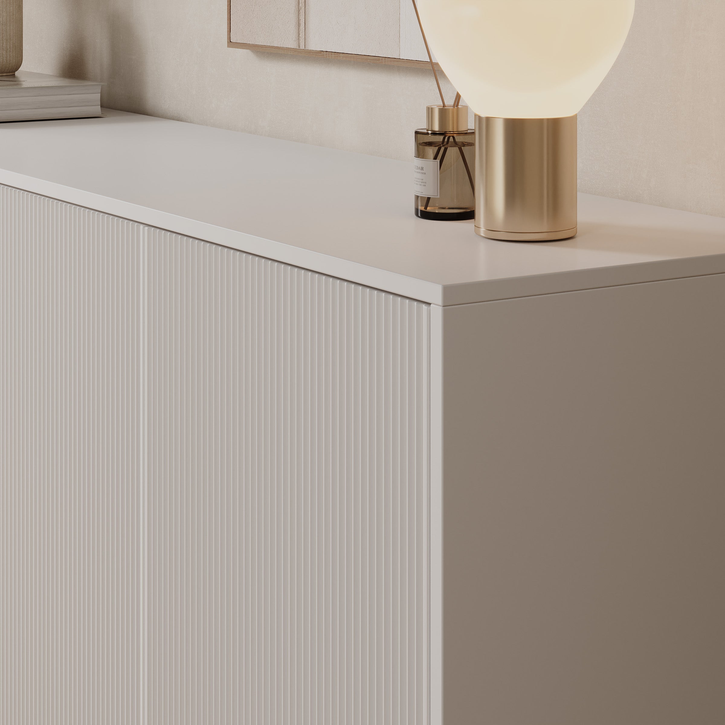 Lynton - Dressoir met LED - Wit/Licht eikenpatroon - 195x41x83 cm