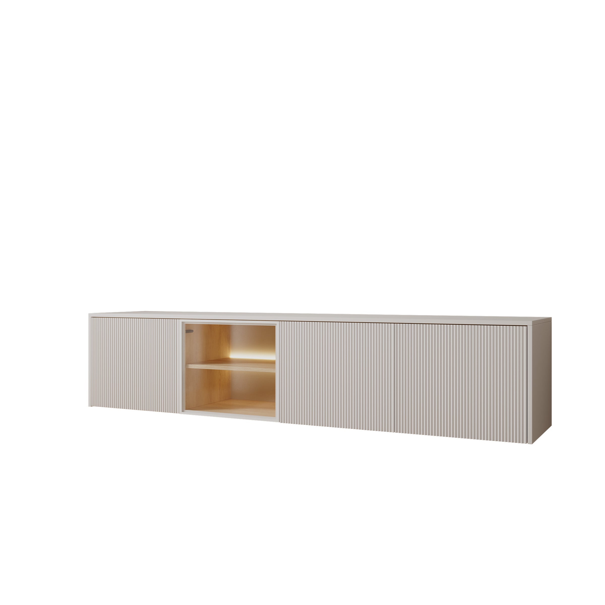 Lynton - TV-Meubel met LED - Wit/Licht eikenpatroon - 195x41x42 cm