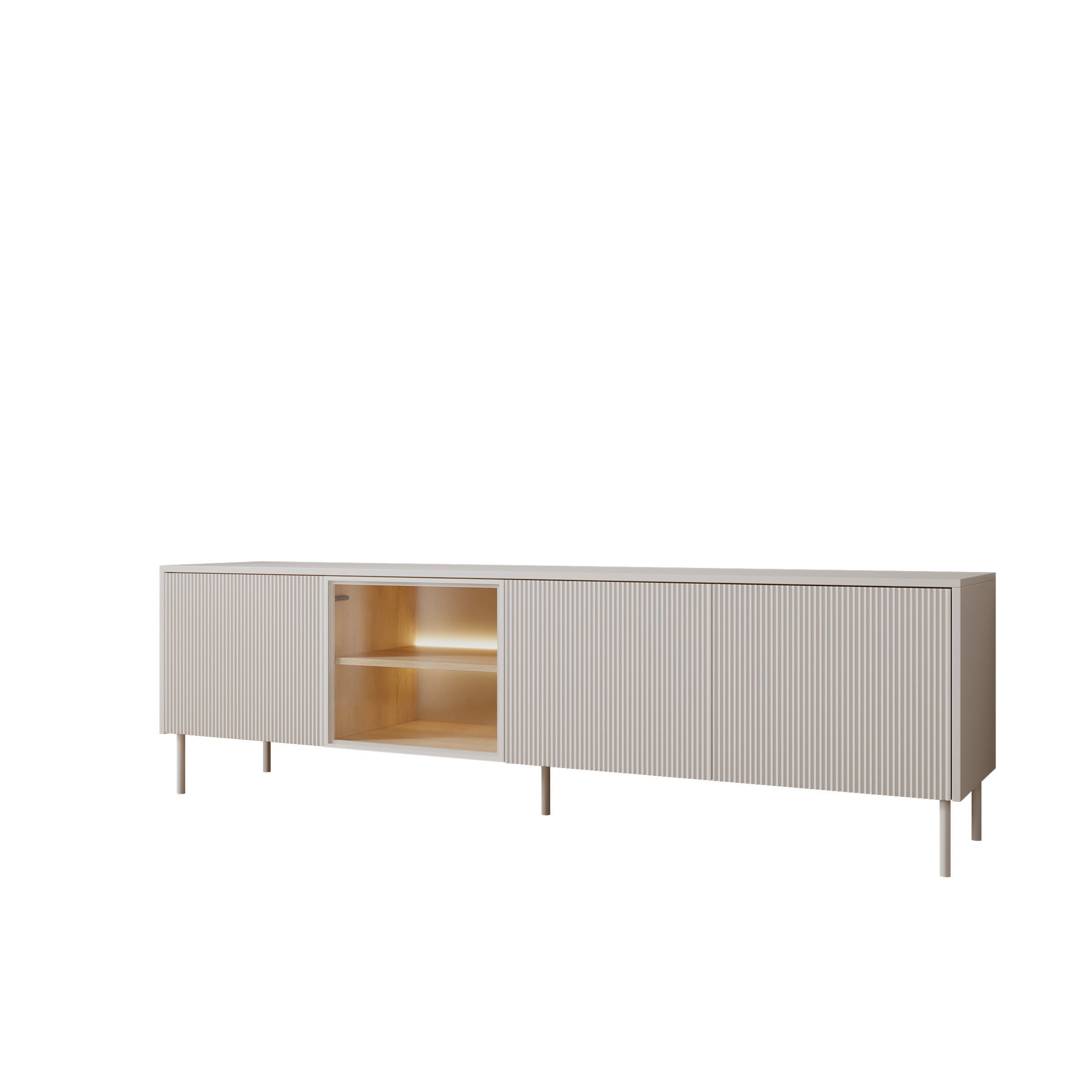 Lynton - TV-Meubel met LED - Wit/Licht eikenpatroon - 195x41x57 cm