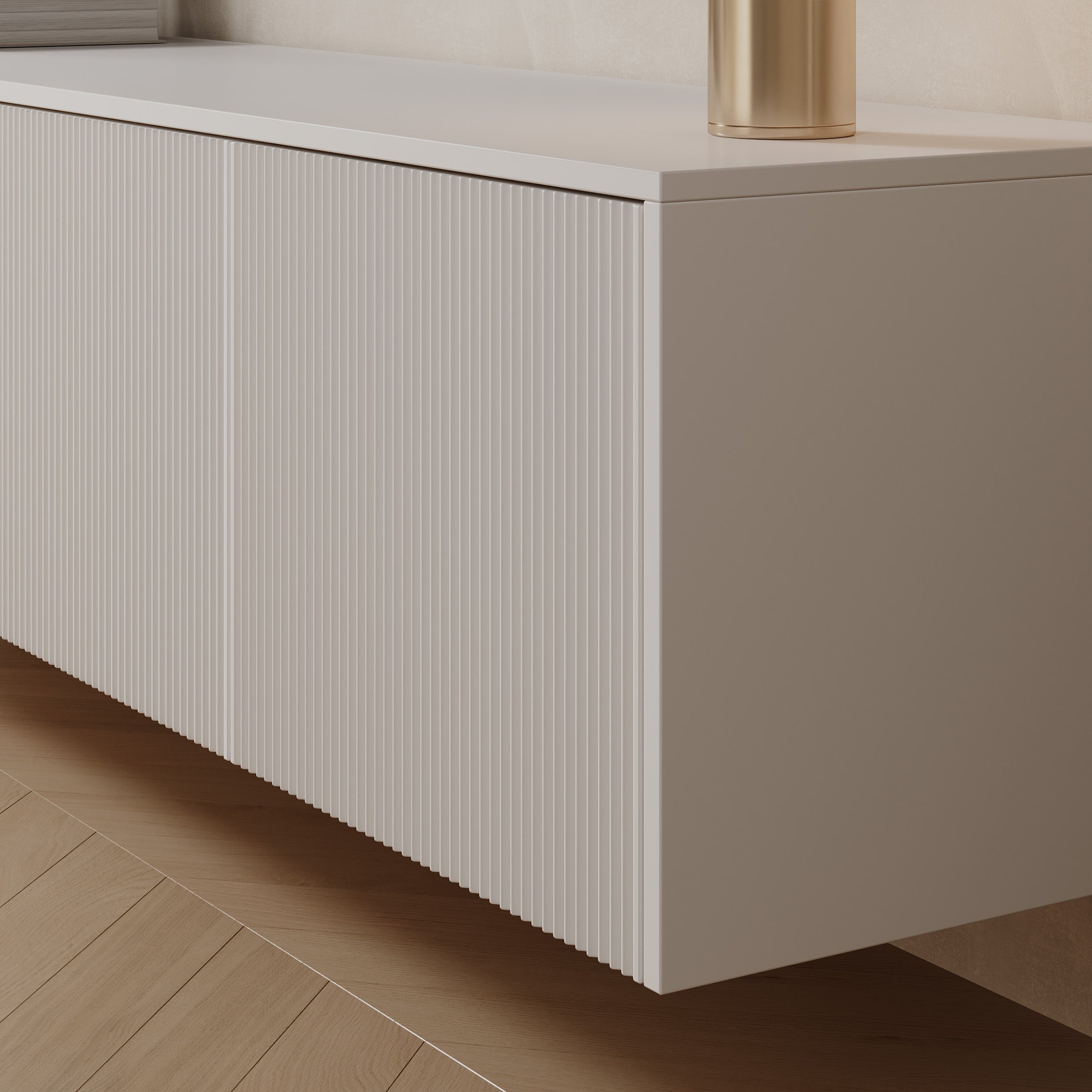 Lynton - TV-Meubel met LED - Wit/Licht eikenpatroon - 195x41x42 cm