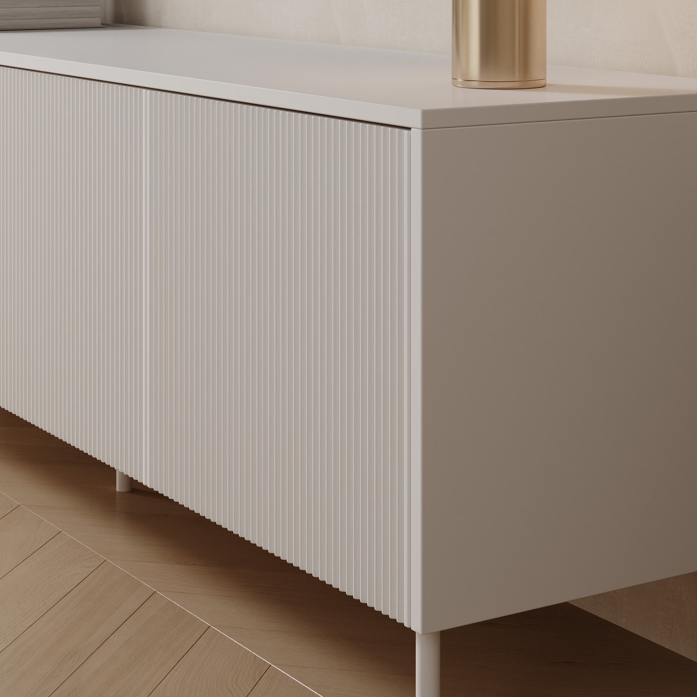 Lynton - TV-Meubel met LED - Wit/Licht eikenpatroon - 195x41x57 cm