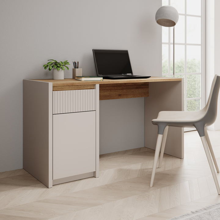Lynwood - Bureau - Eikenpatroon/Beige - 130x52x72 cm