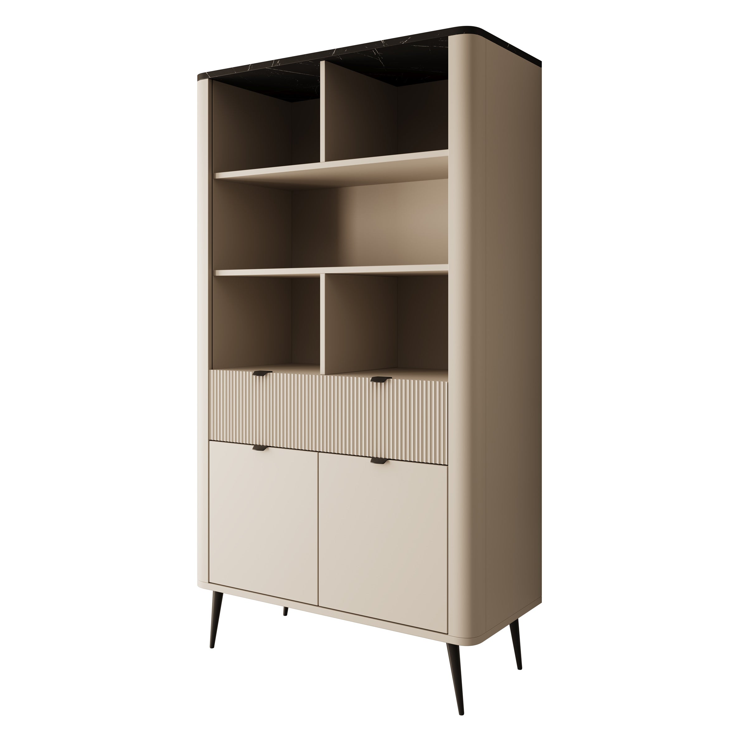 Mace - Boekenkast - Beige - 90x40x163 cm