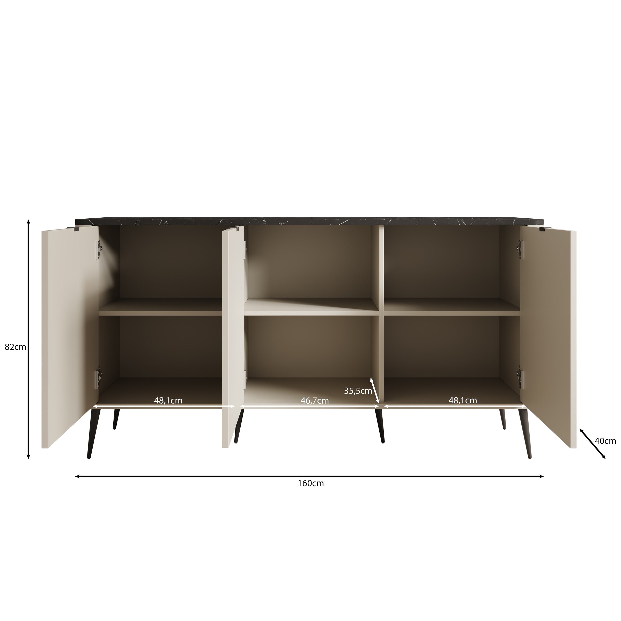 Mace - Dressoir - Beige - 160x40x82 cm