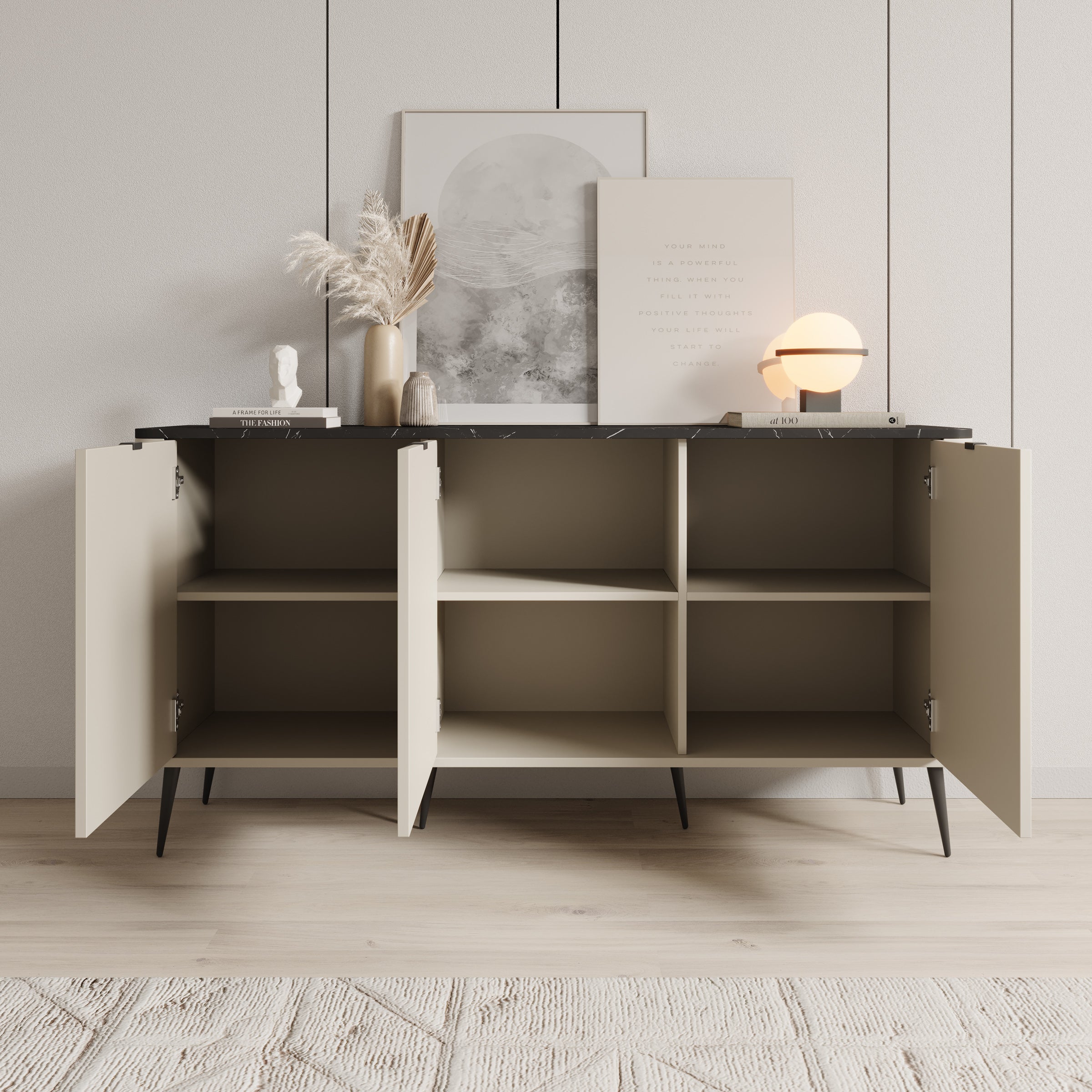 Mace - Dressoir - Beige - 160x40x82 cm