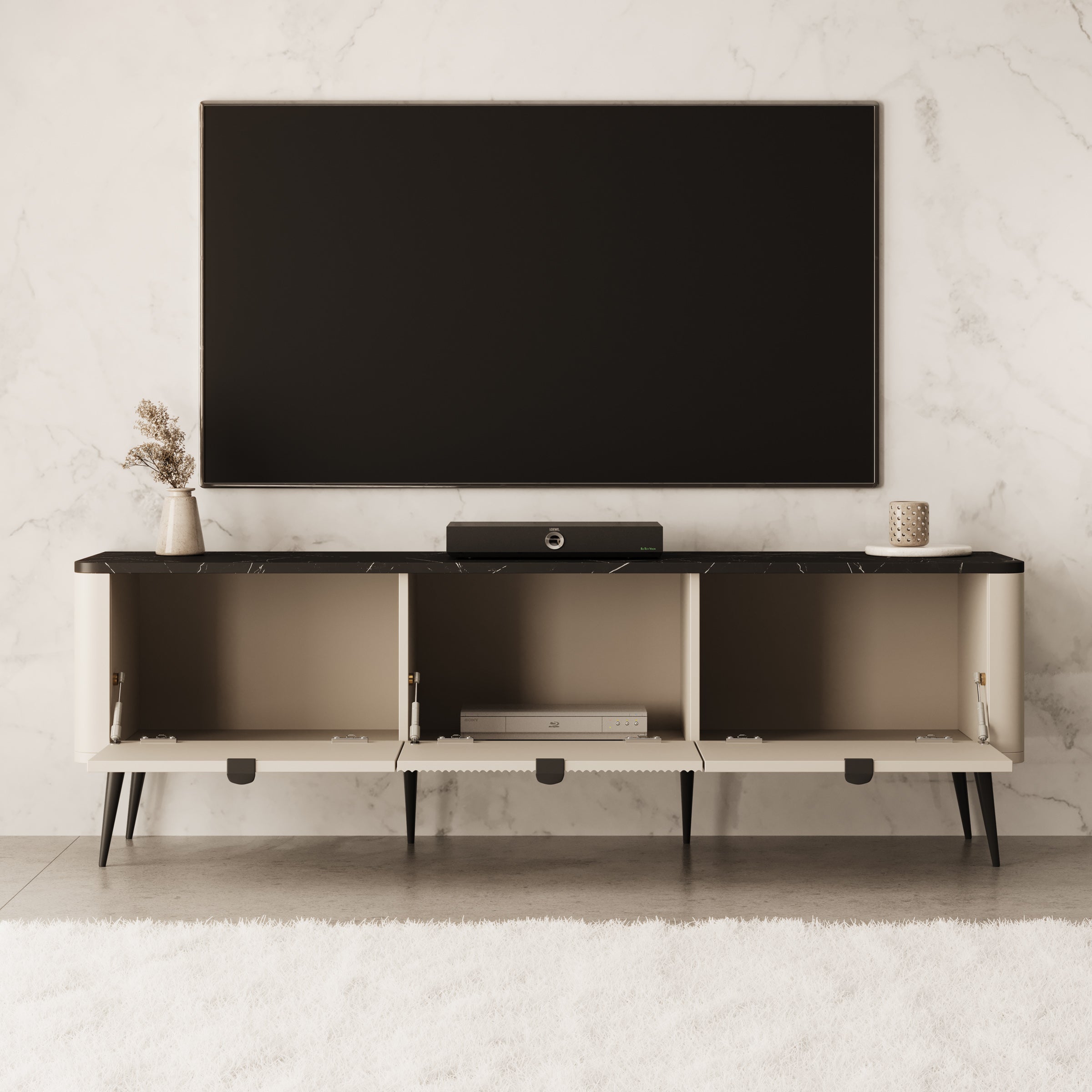 Mace - TV-Meubel met 3 deuren - Beige