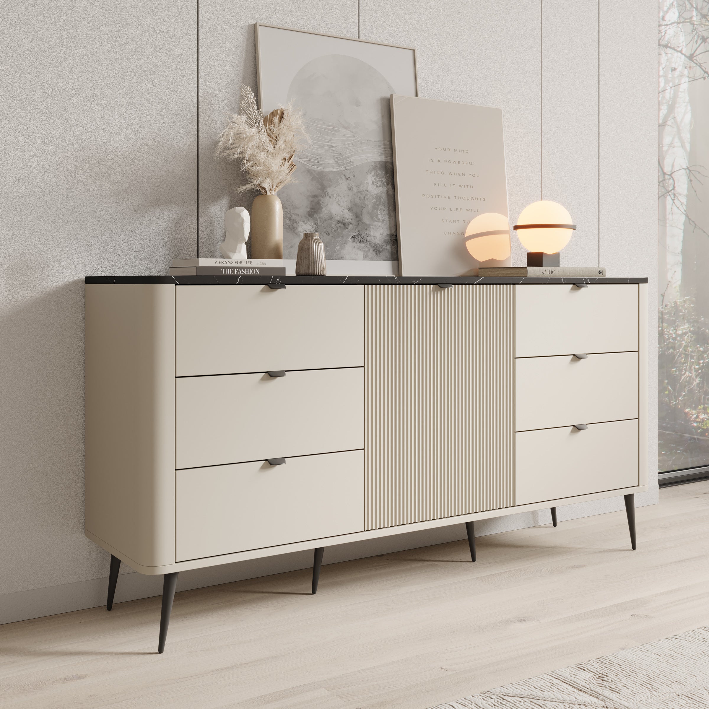 Mace 2 - Dressoir - Beige - 160x40x82 cm