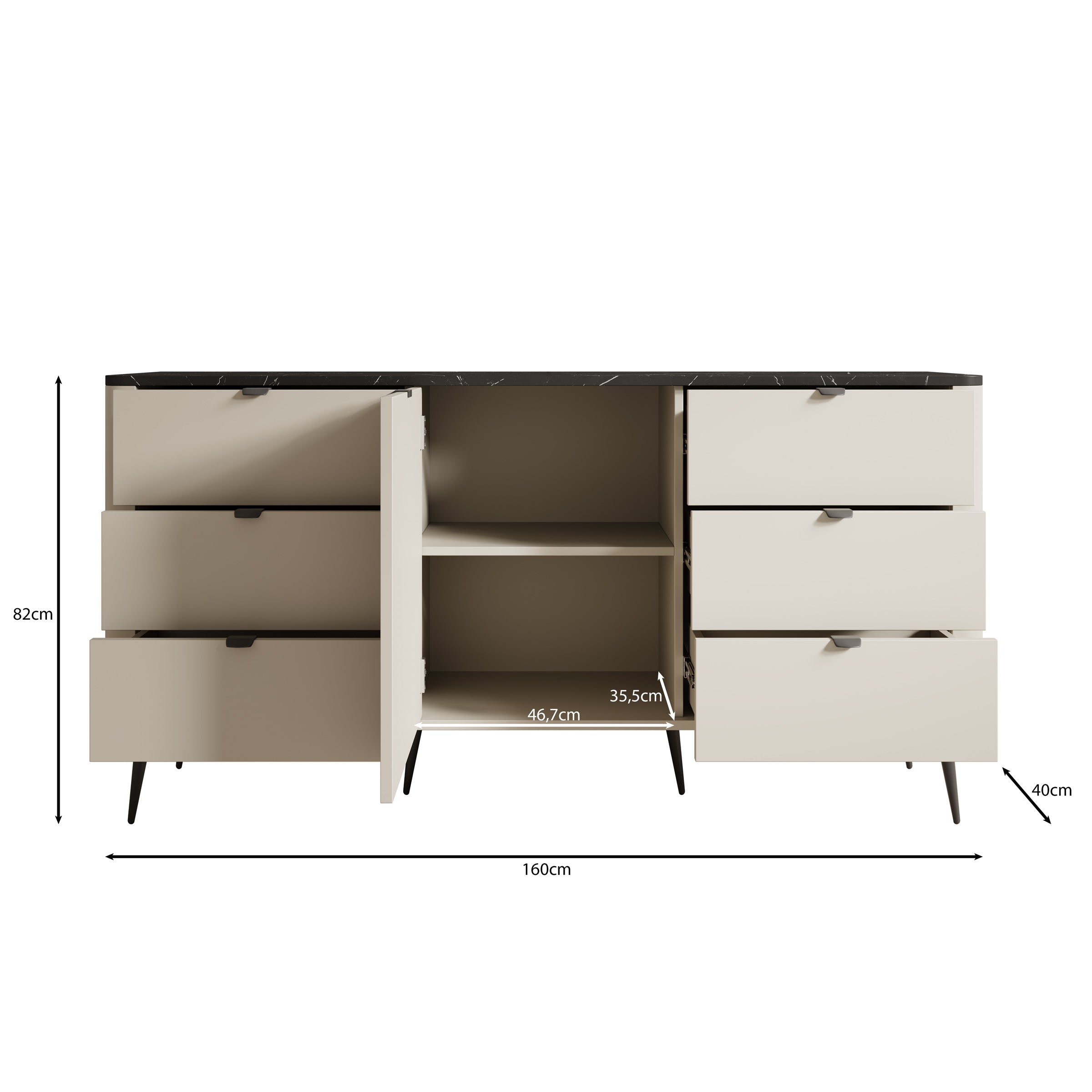 Mace 2 - Dressoir - Beige - 160x40x82 cm