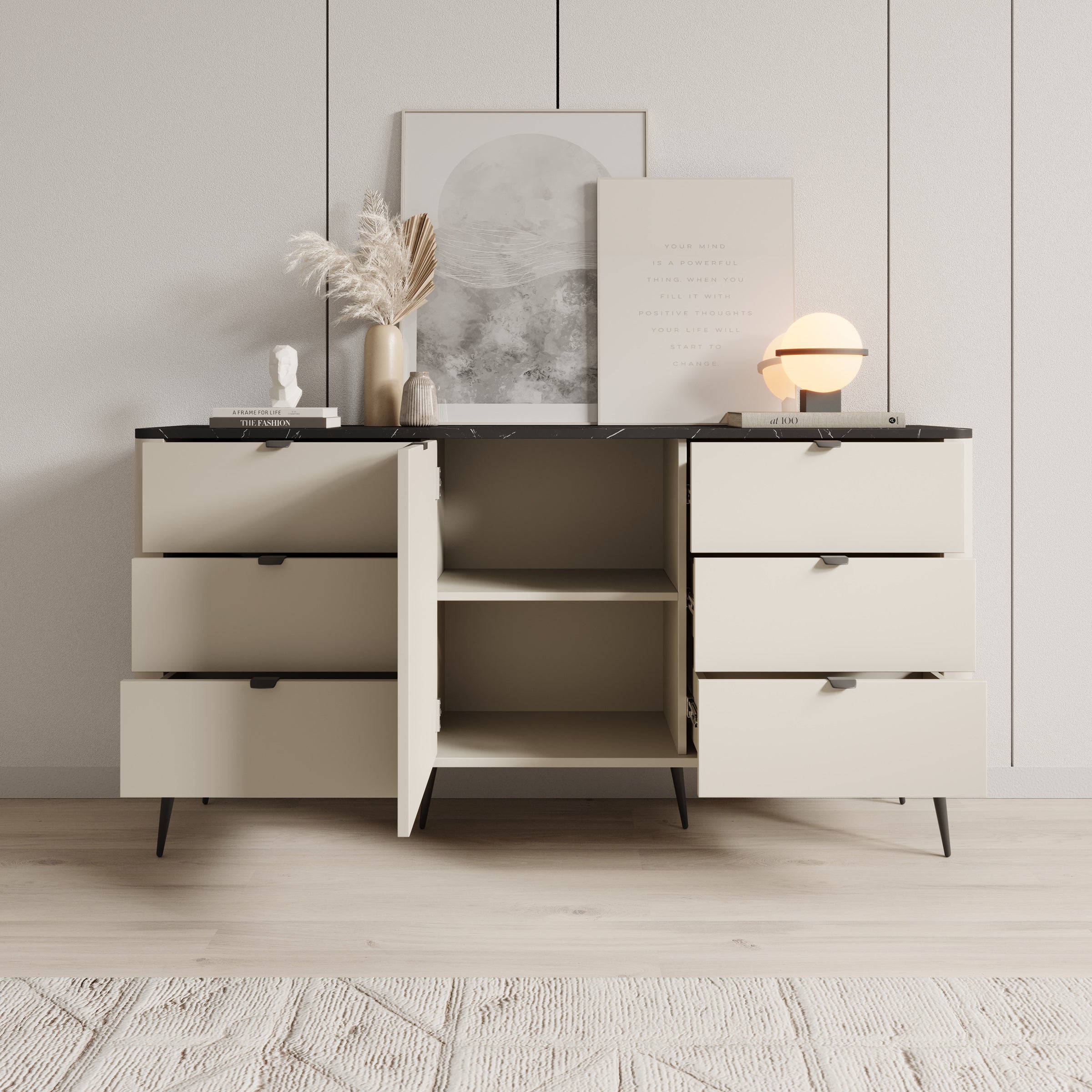 Mace 2 - Dressoir - Beige - 160x40x82 cm