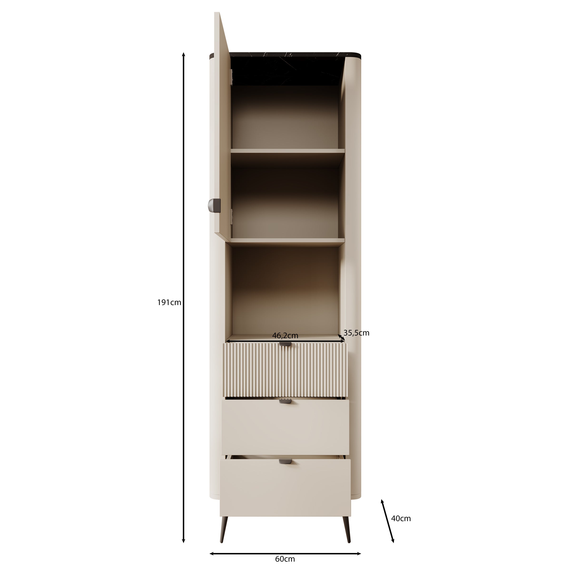 Mace 2 - Vitrinekast - Beige - 60 cm