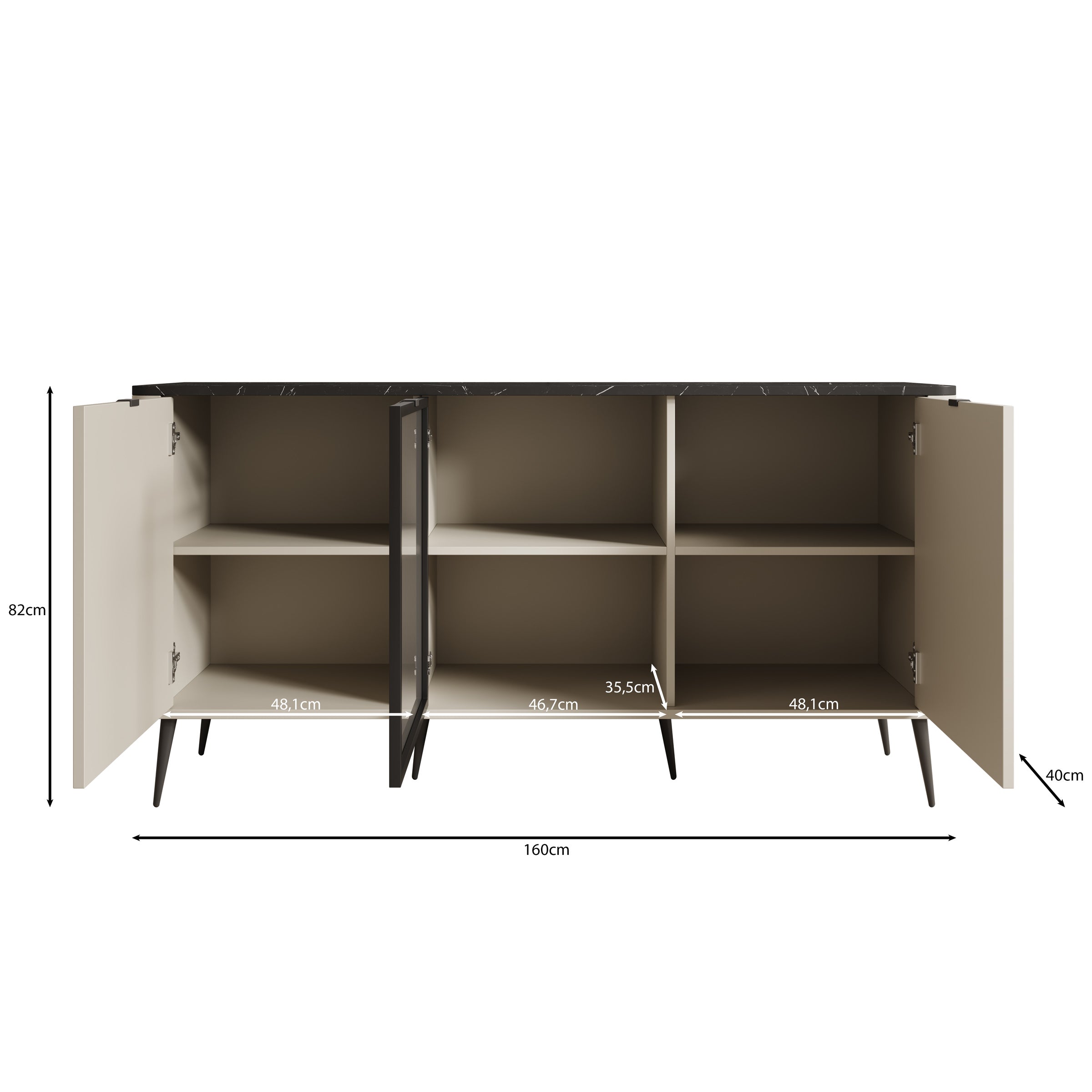 Mace 3 - Dressoir - Beige - 160x40x82 cm
