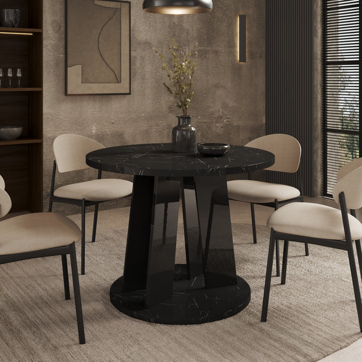 Madero - Eetkamertafel - Zwart marmerpatroon - 100x100x75 cm