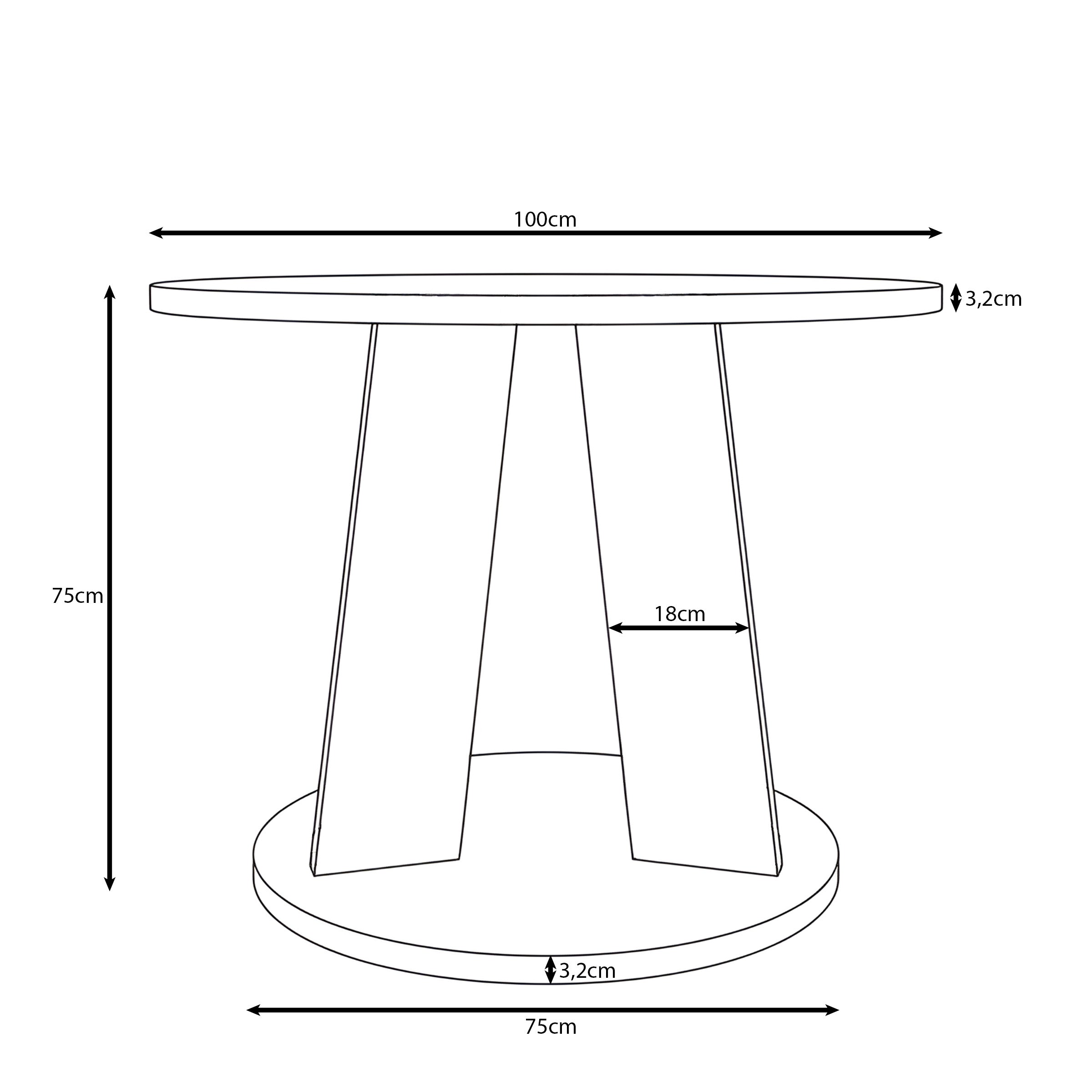Madero - Eetkamertafel - Zwart marmerpatroon - 100x100x75 cm