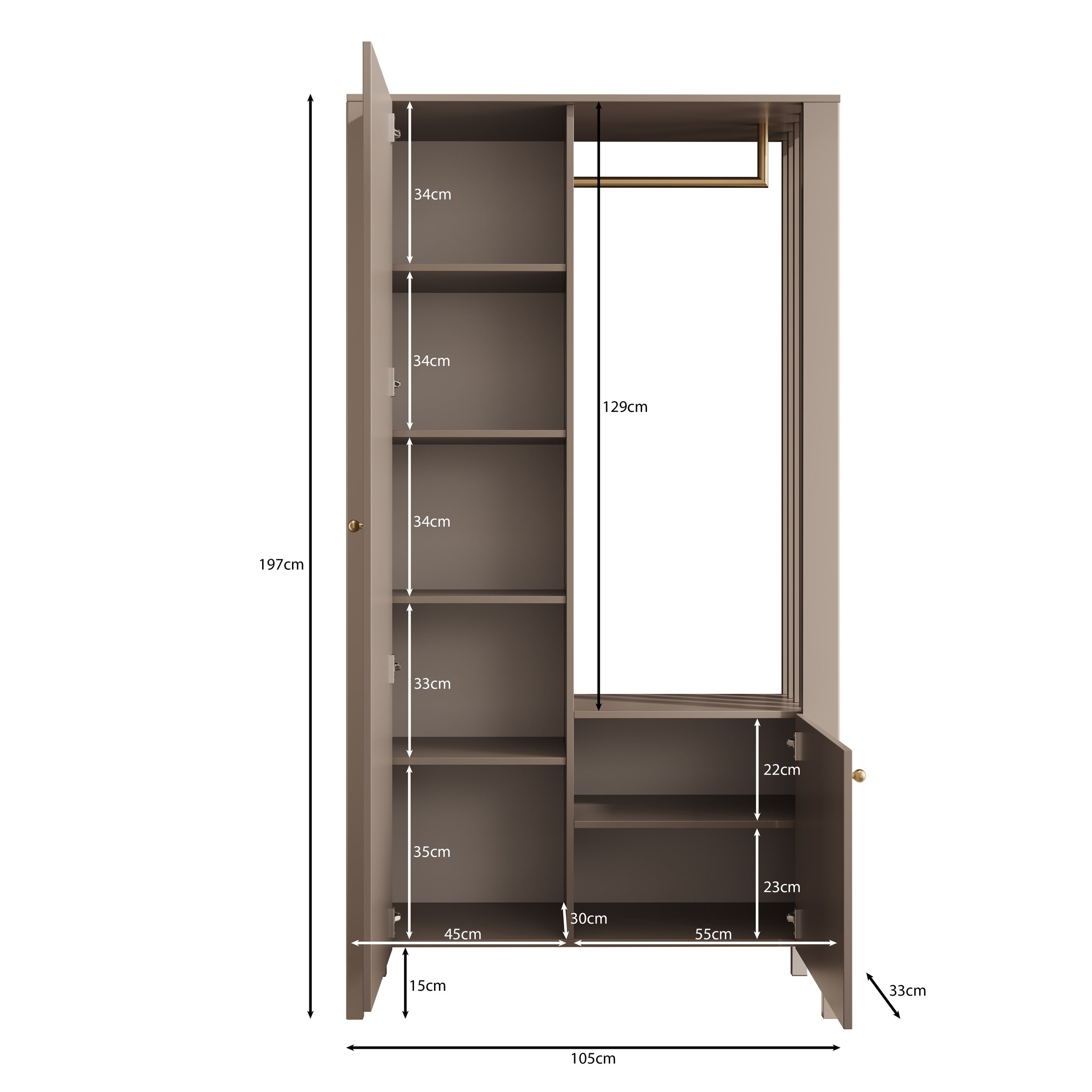 Madison - Kapstok met deur - Beige