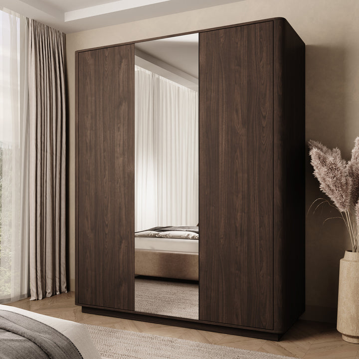 Mahaai - Kledingkast 3-deurs - Walnootpatroon - 166x57x206 cm