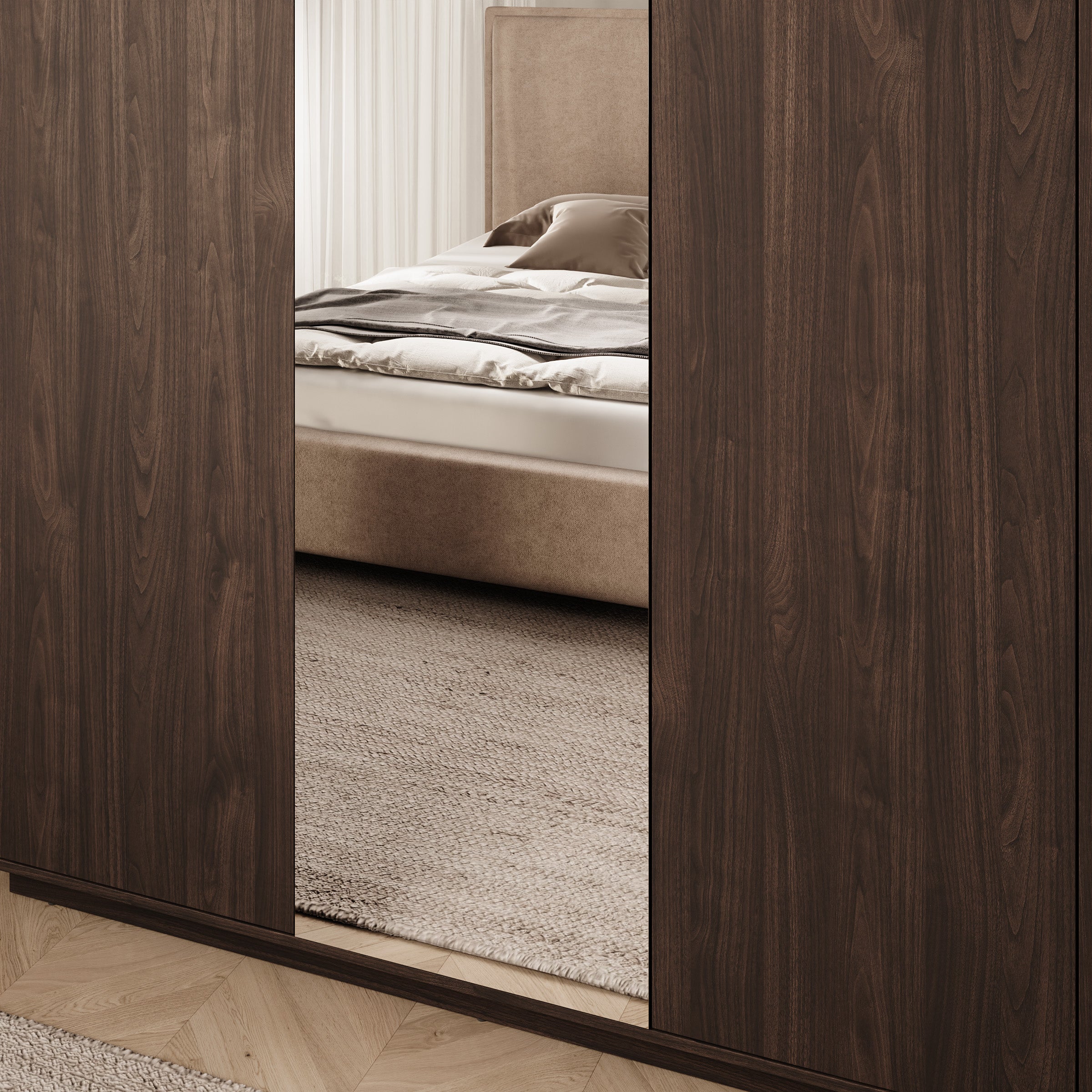 Mahaai - Kledingkast 3-deurs - Walnootpatroon - 166x57x206 cm