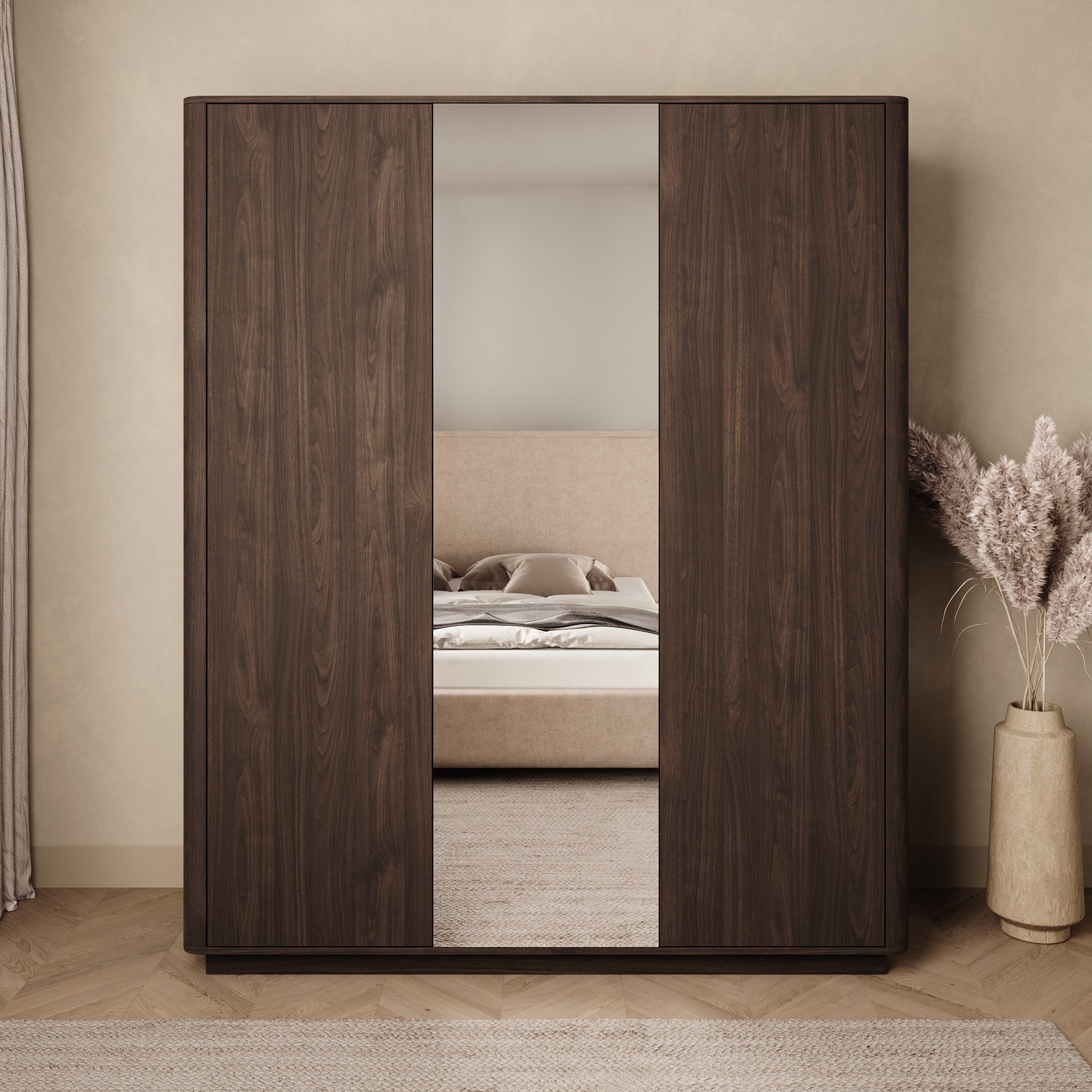 Mahaai - Kledingkast 3-deurs - Walnootpatroon - 166x57x206 cm