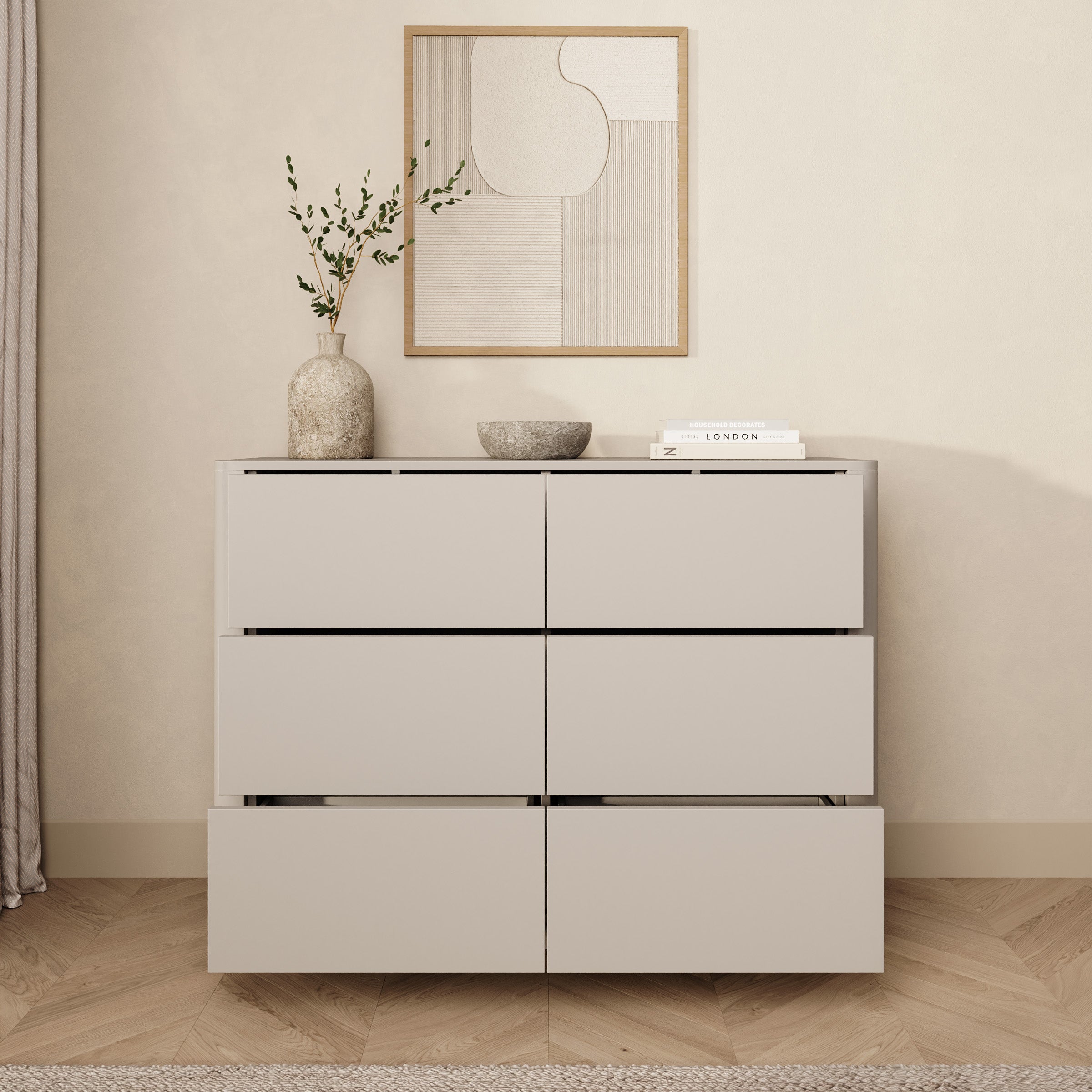 Mahaai - Ladekast met 6 lades - Beige - 115x40x86 cm