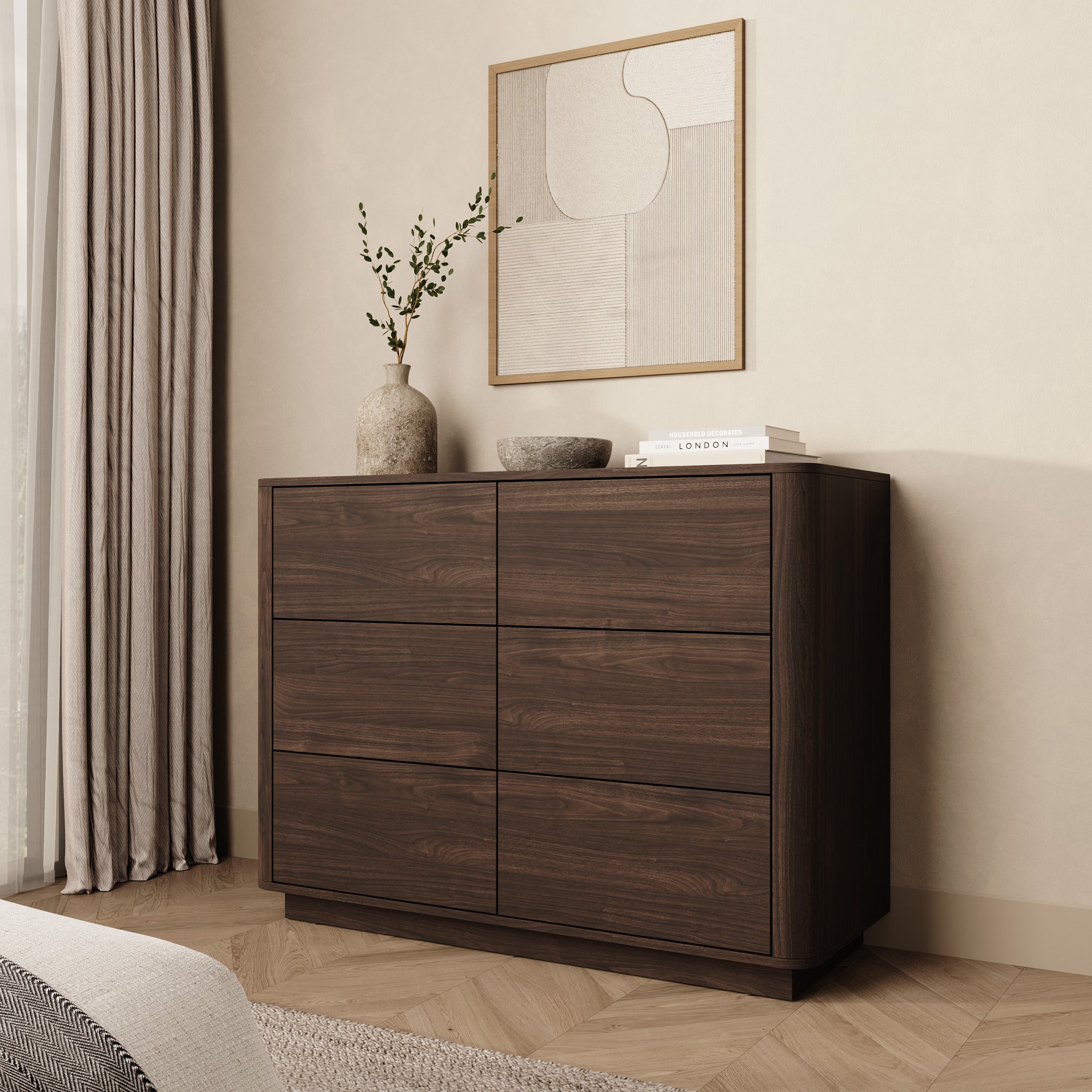 Mahaai - Ladekast met 6 lades - Walnootpatroon - 115x40x86 cm