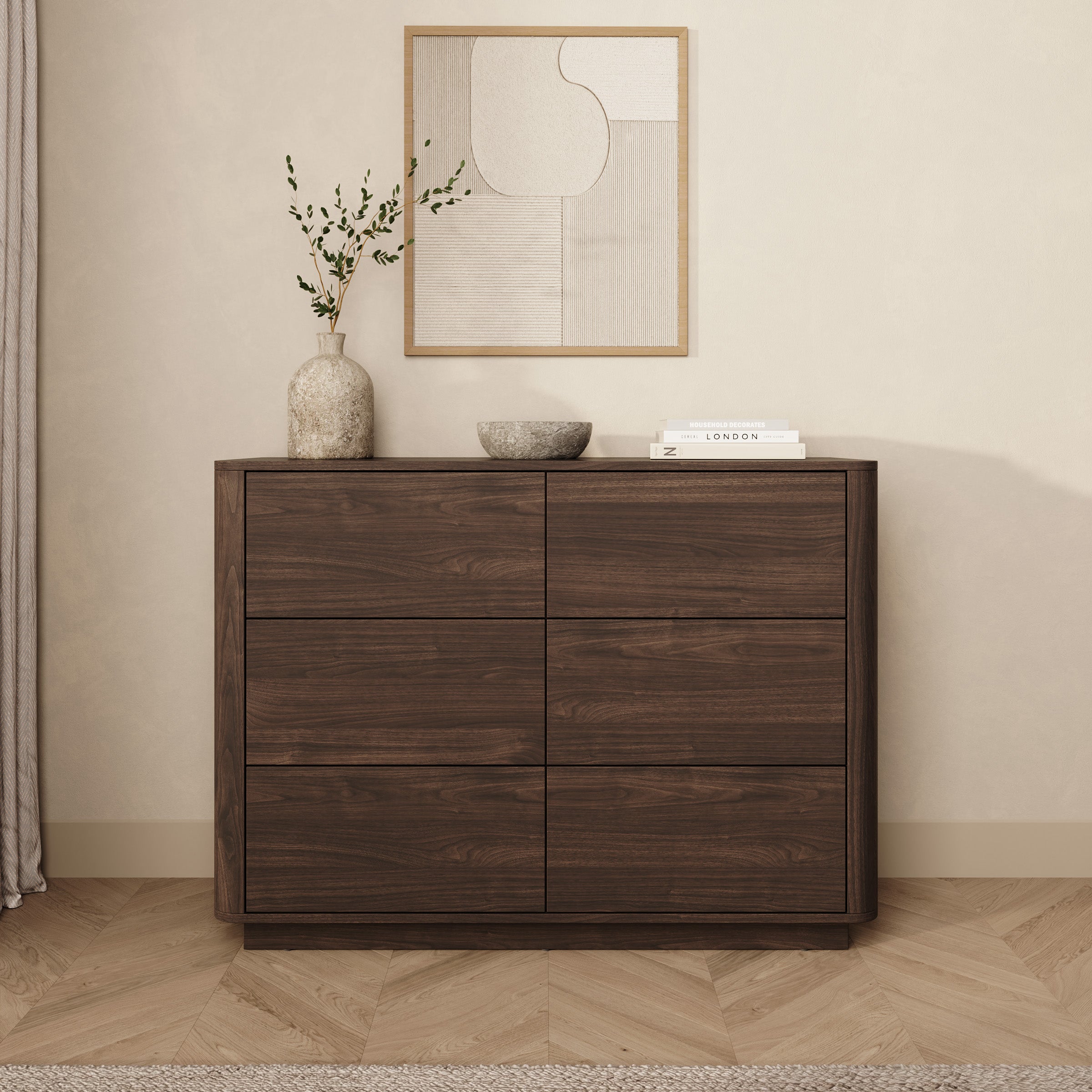 Mahaai - Ladekast met 6 lades - Walnootpatroon - 115x40x86 cm