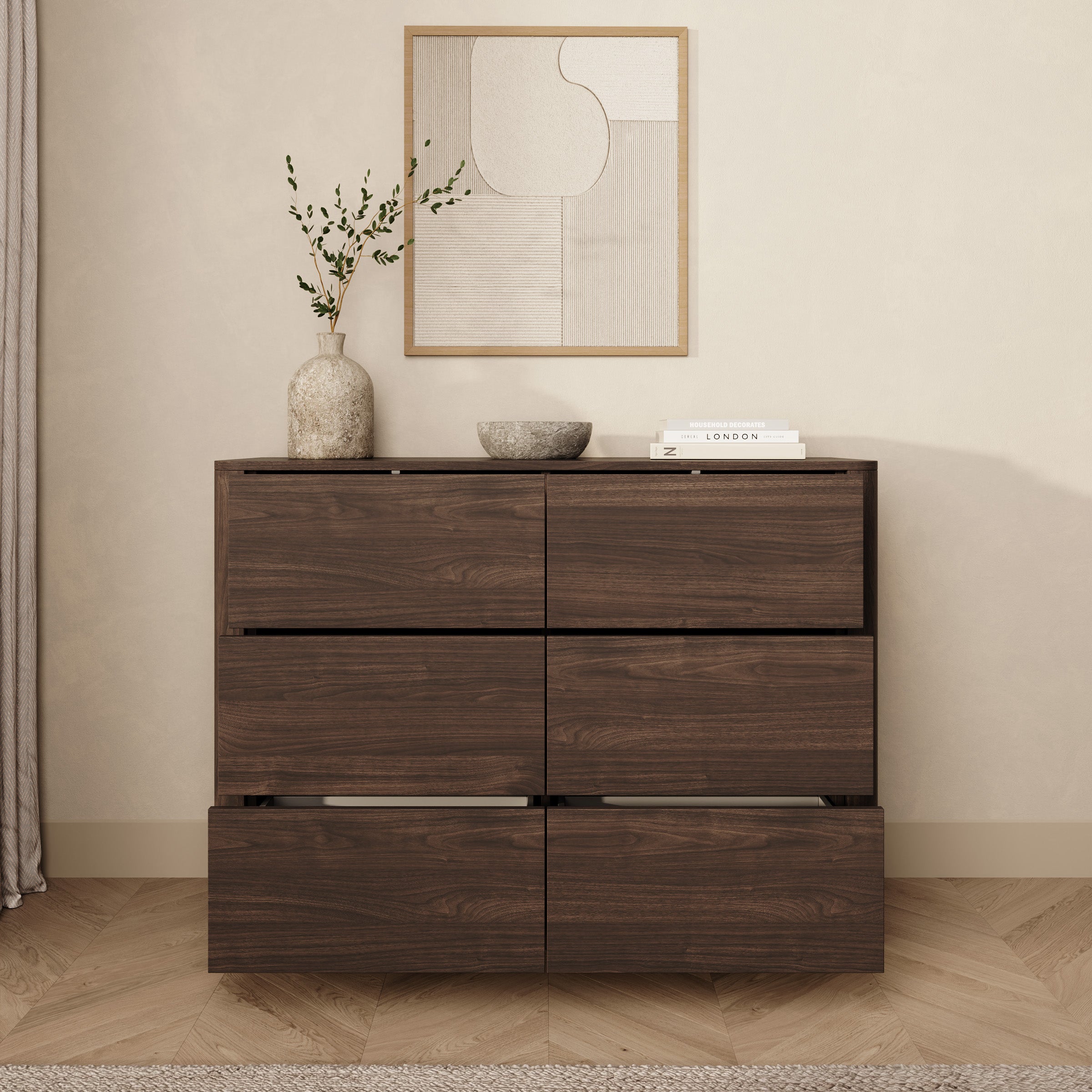 Mahaai - Ladekast met 6 lades - Walnootpatroon - 115x40x86 cm