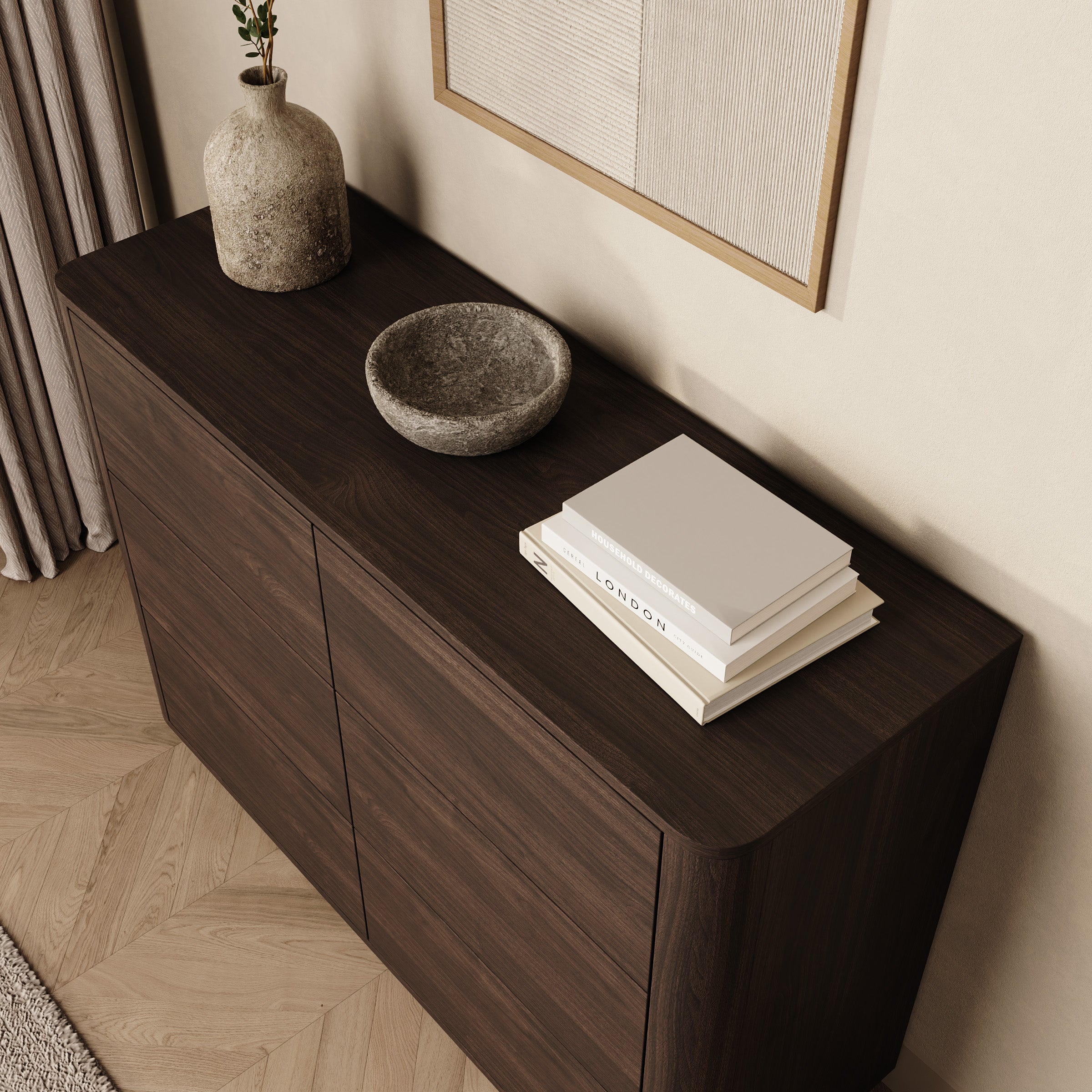 Mahaai - Ladekast met 6 lades - Walnootpatroon - 115x40x86 cm